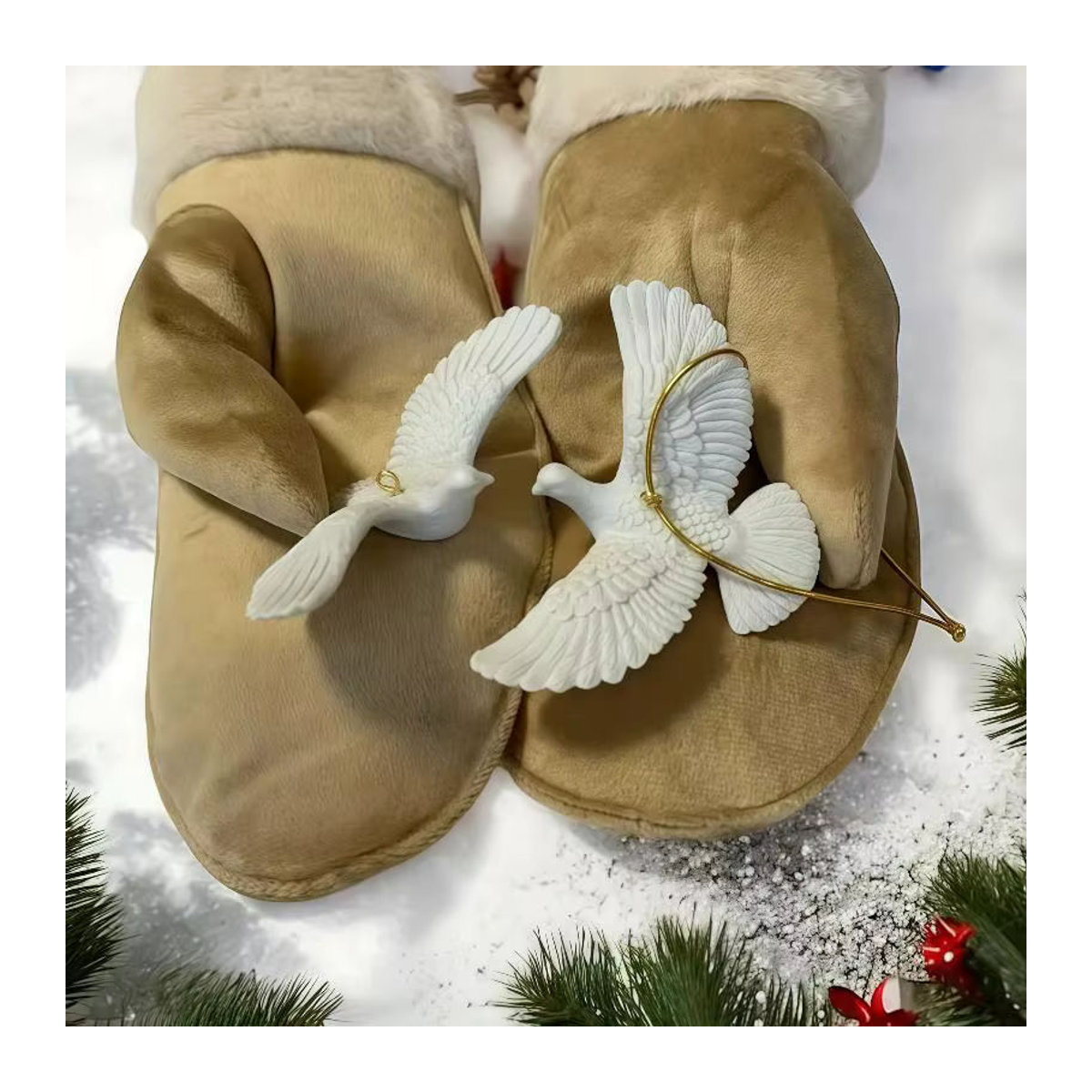 JETTING Weihnachtsbaumschmuck Tauben-Figur aus Keramik in Weiß als Hängeornament - Bild 3