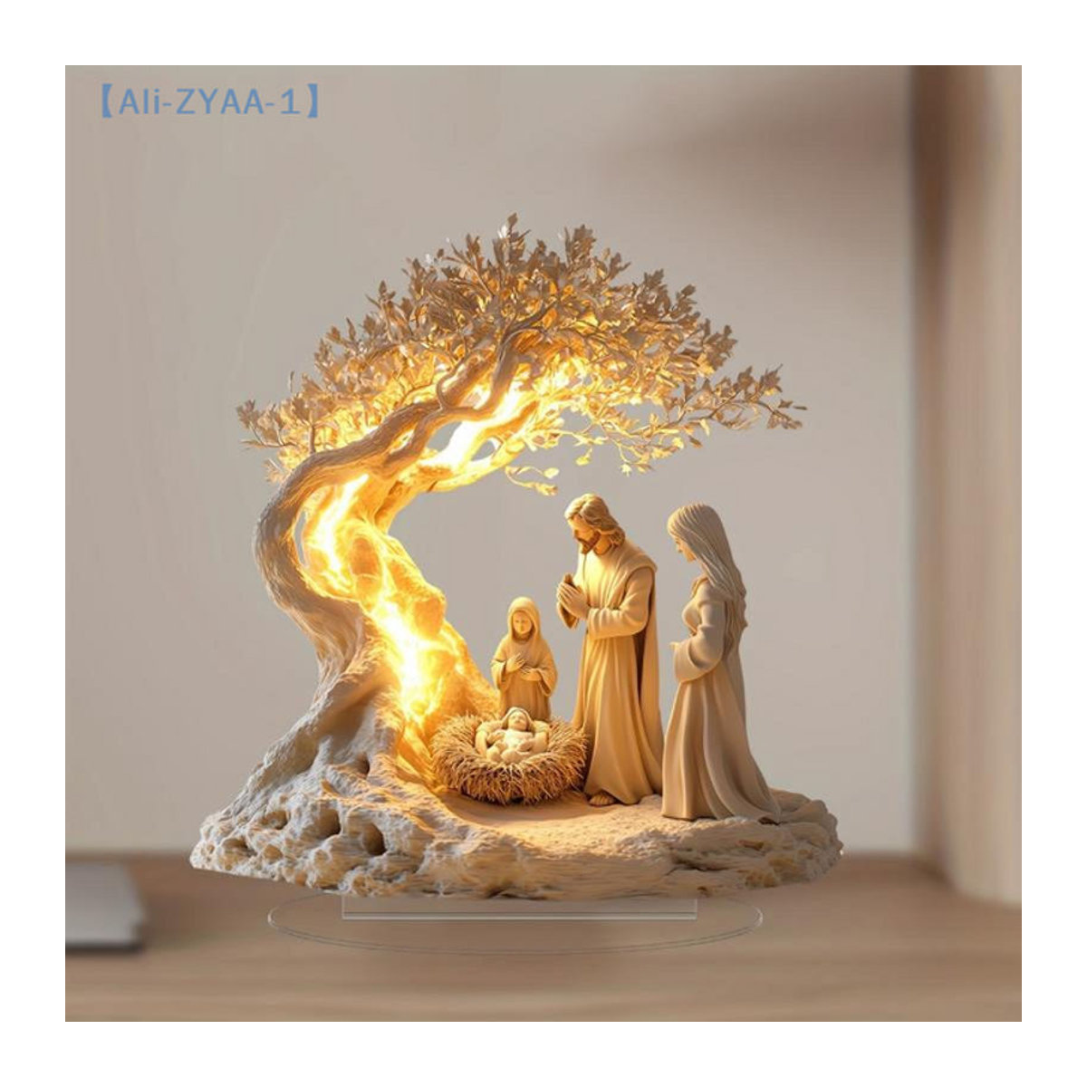 JETTING Weihnachtsdekoration Jesus Geburtsszene aus Acryl, Beige, 2D Flachornament für die Tischdekoration - Bild 1