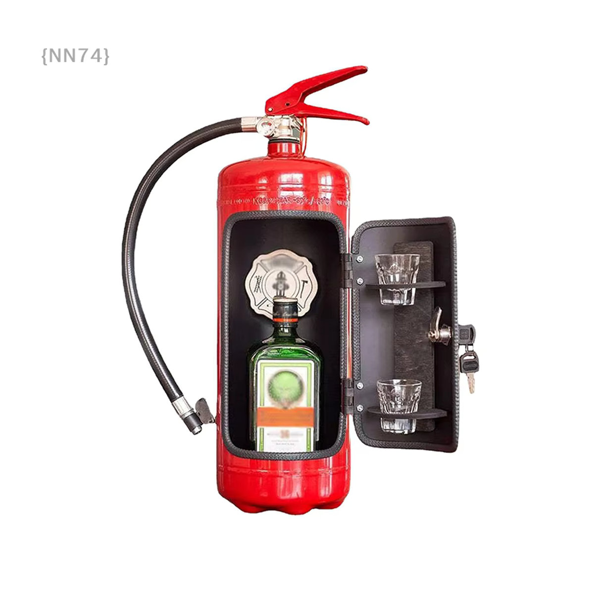 JETTING Weinkiste in Feuerlöscherform aus Metall, rote Aufbewahrungsbox für Wein und Champagner - Bild 3