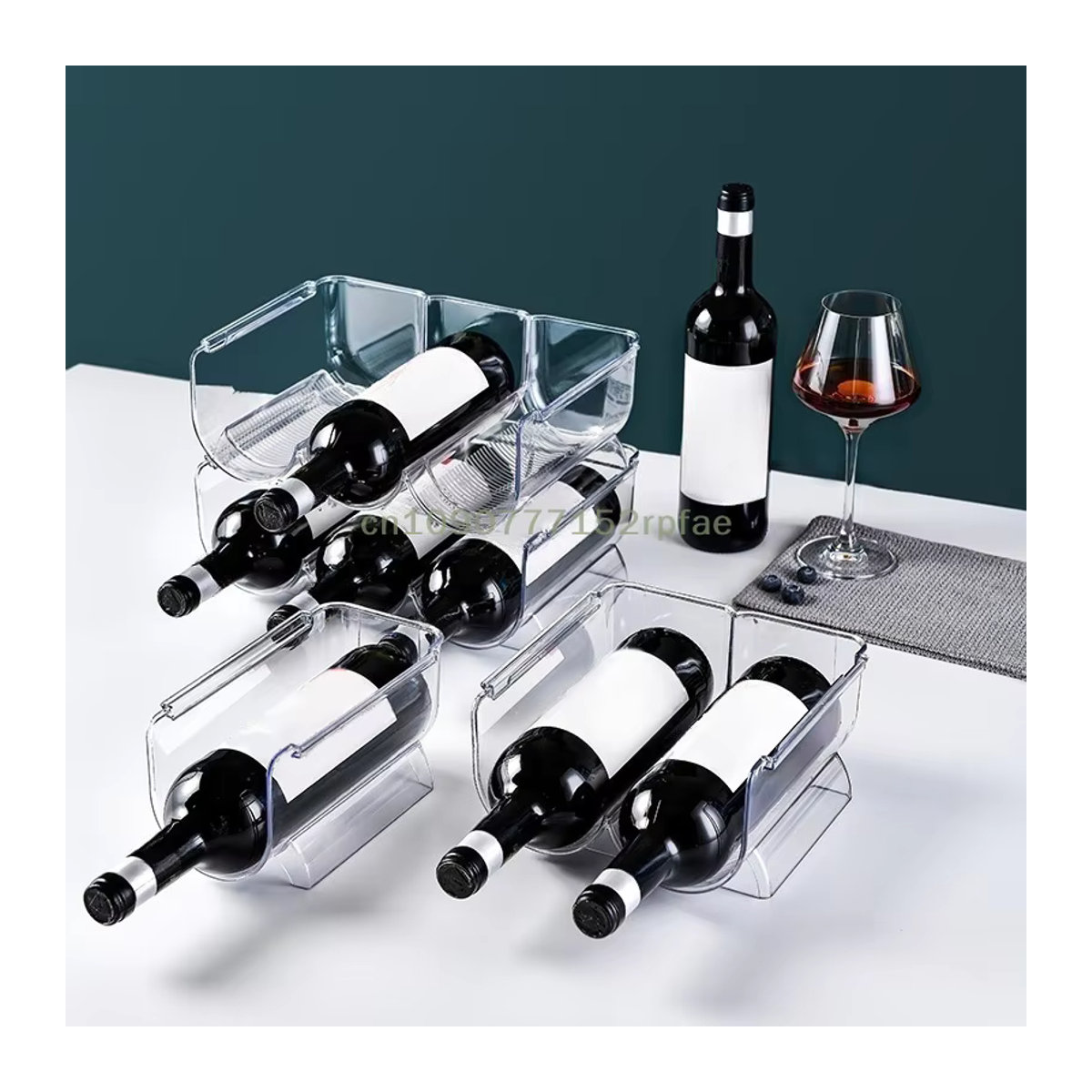 JETTING Weinregal aus transparentem Kunststoff, stapelbarer Weinflaschenhalter und Wandständer für Rotwein und Champagner, minimalistisches Design - Bild 2