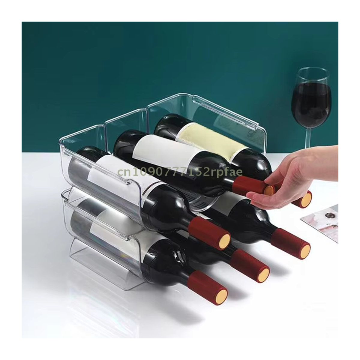 JETTING Weinregal aus transparentem Kunststoff, stapelbarer Weinflaschenhalter und Wandständer für Rotwein und Champagner, minimalistisches Design - Bild 3