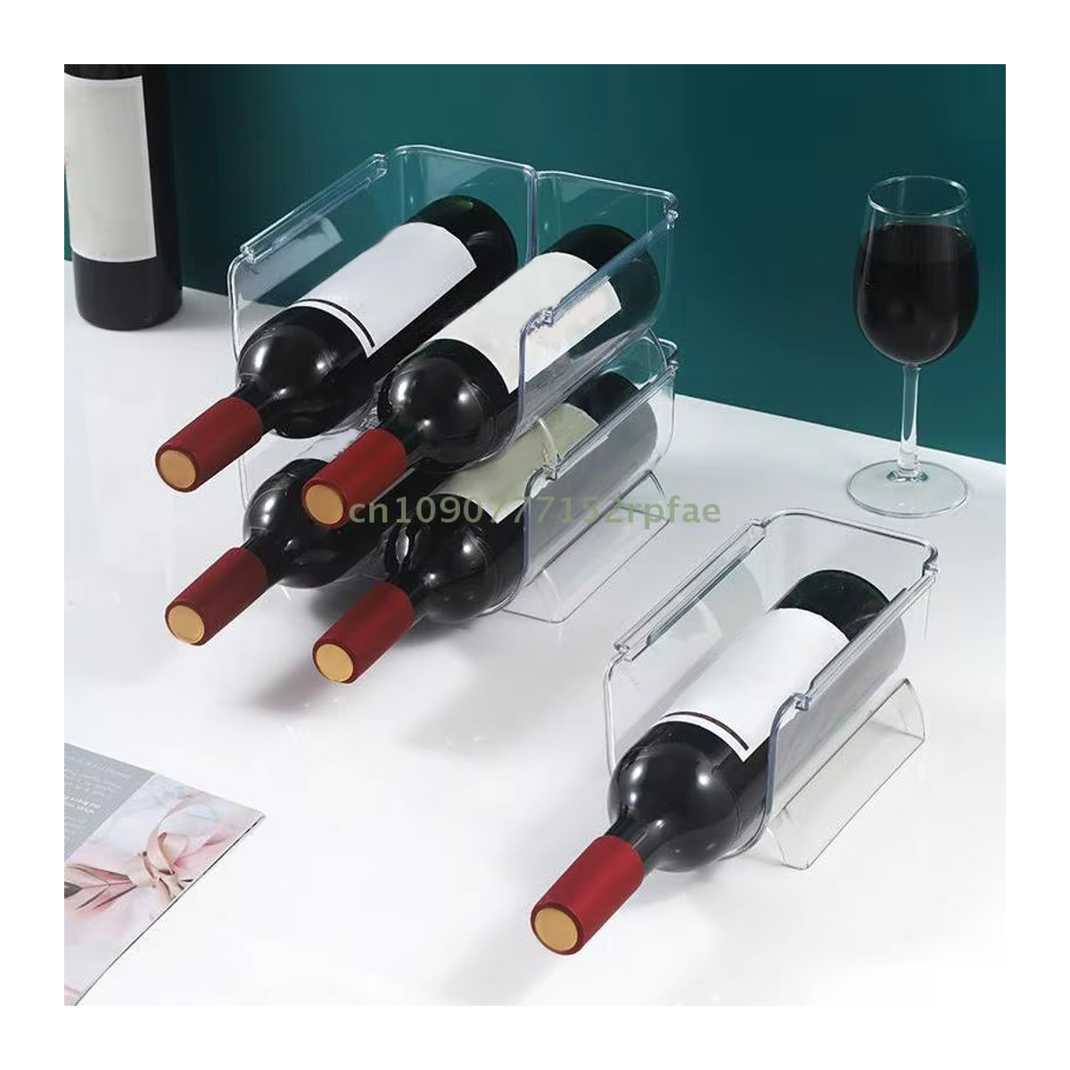 JETTING Weinregal aus transparentem Kunststoff, stapelbarer Weinflaschenhalter und Wandständer für Rotwein und Champagner, minimalistisches Design - Bild 4
