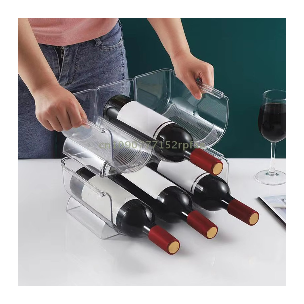 JETTING Weinregal aus transparentem Kunststoff, stapelbarer Weinflaschenhalter und Wandständer für Rotwein und Champagner, minimalistisches Design - Bild 5
