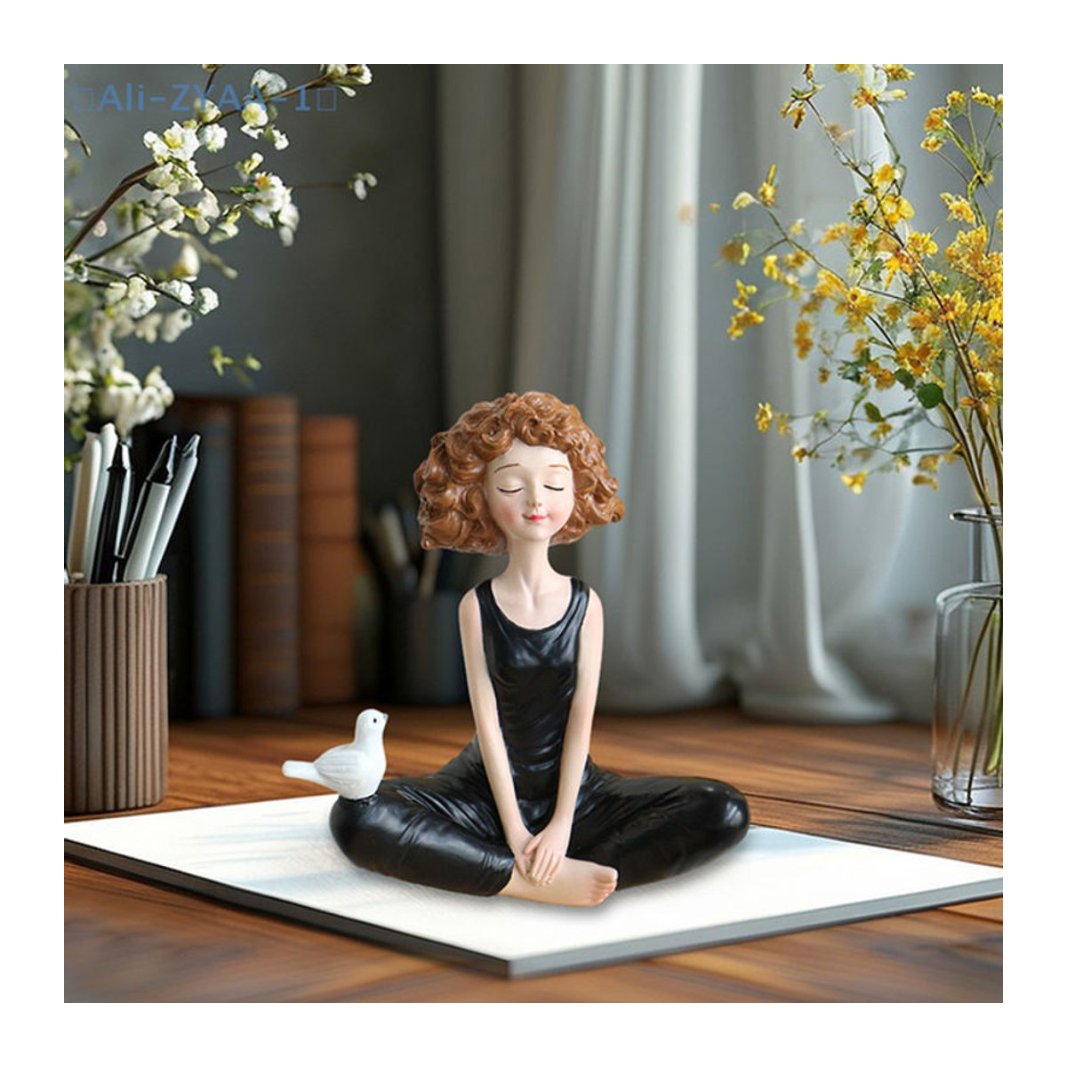 JETTING Yoga-Figur aus Kunstharz in Schwarz als dekorative Kunstskulptur für dein Zuhause - Bild 1