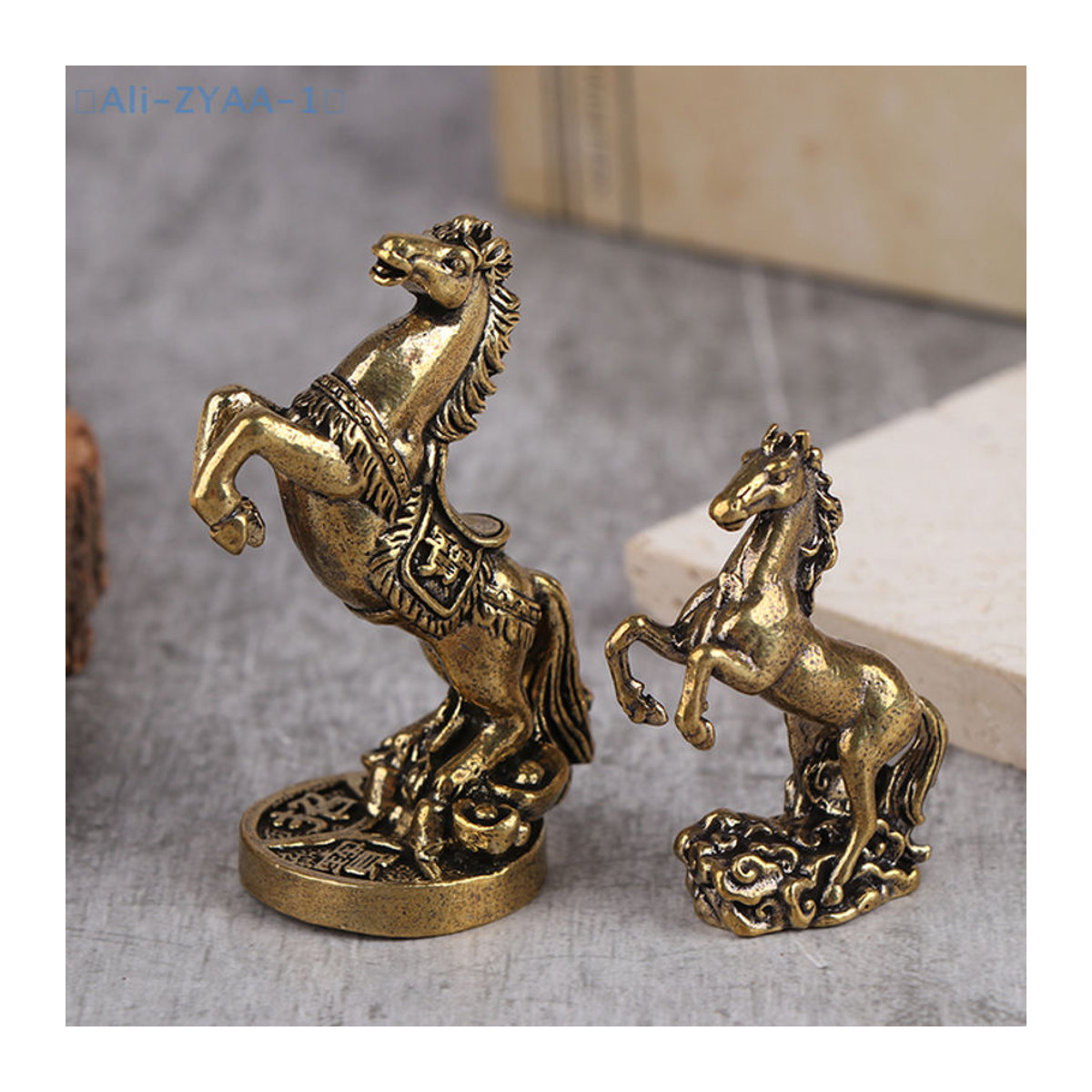 JETTING ZYAA-1 Pferde-Skulptur aus Metall in Bronze und Gold als klassische Desktop-Dekoration für Wohnzimmer und Teetisch - Bild 1