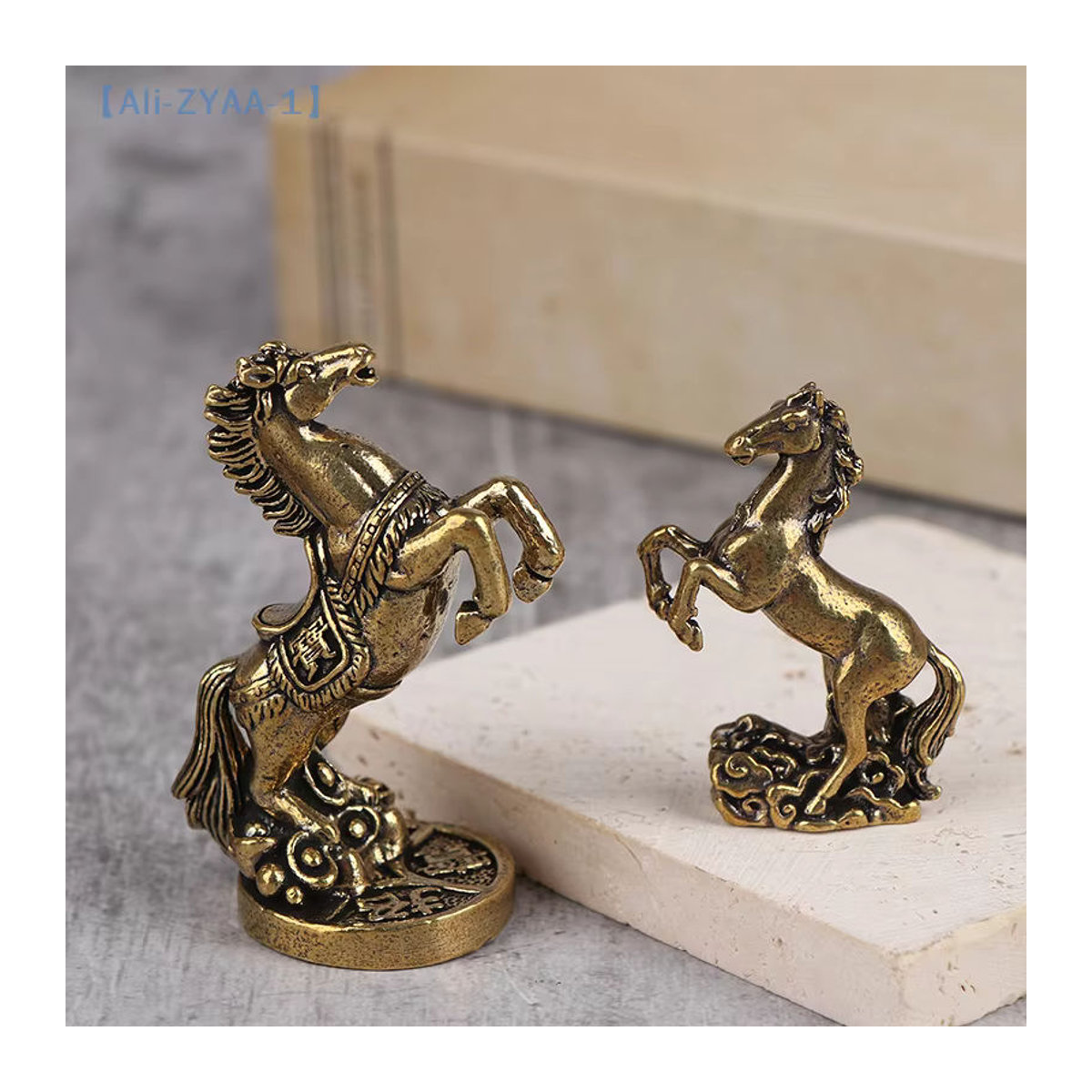 JETTING ZYAA-1 Pferde-Skulptur aus Metall in Bronze und Gold als klassische Desktop-Dekoration für Wohnzimmer und Teetisch - Bild 3