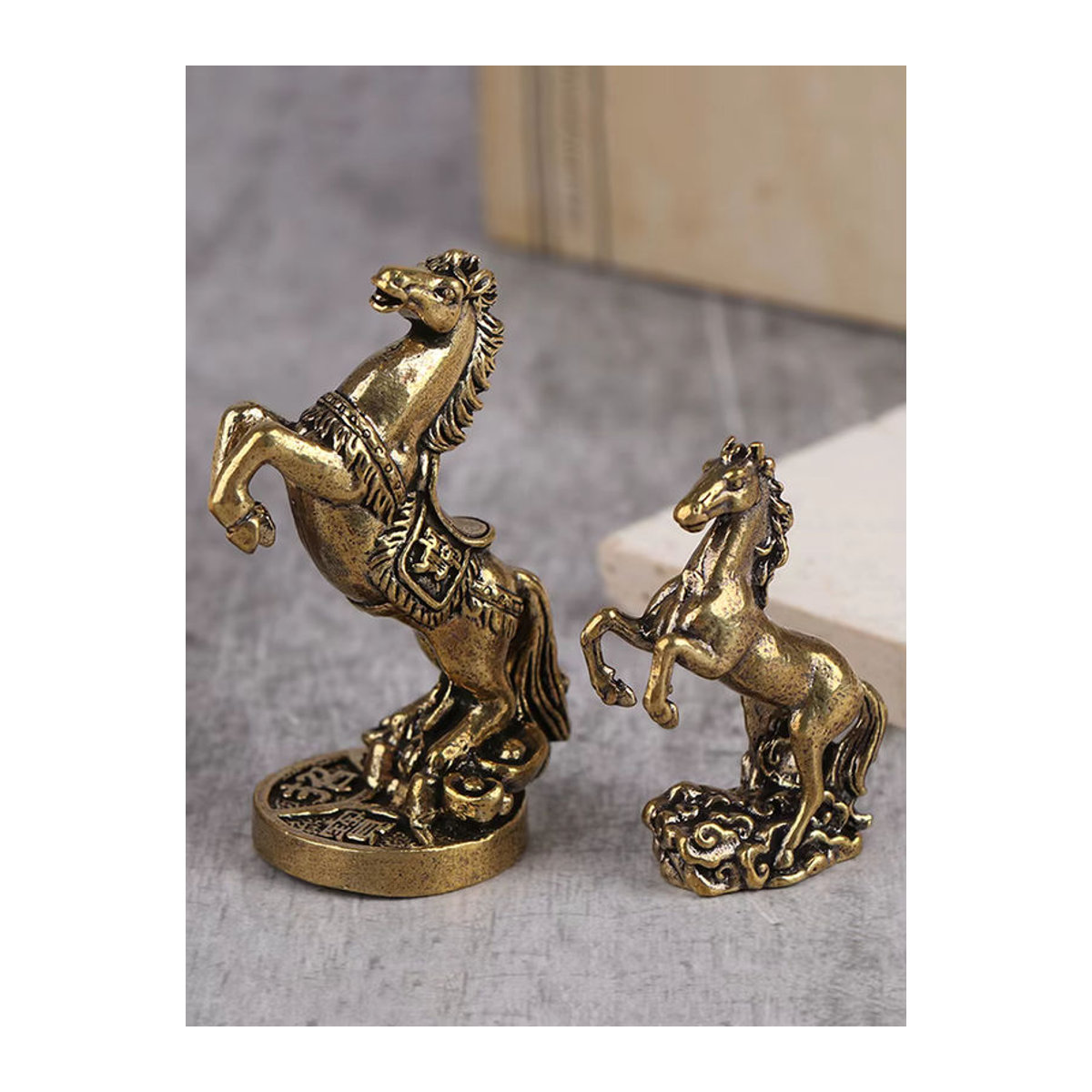JETTING ZYAA-1 Pferde-Skulptur aus Metall in Bronze und Gold als klassische Desktop-Dekoration für Wohnzimmer und Teetisch - Bild 5