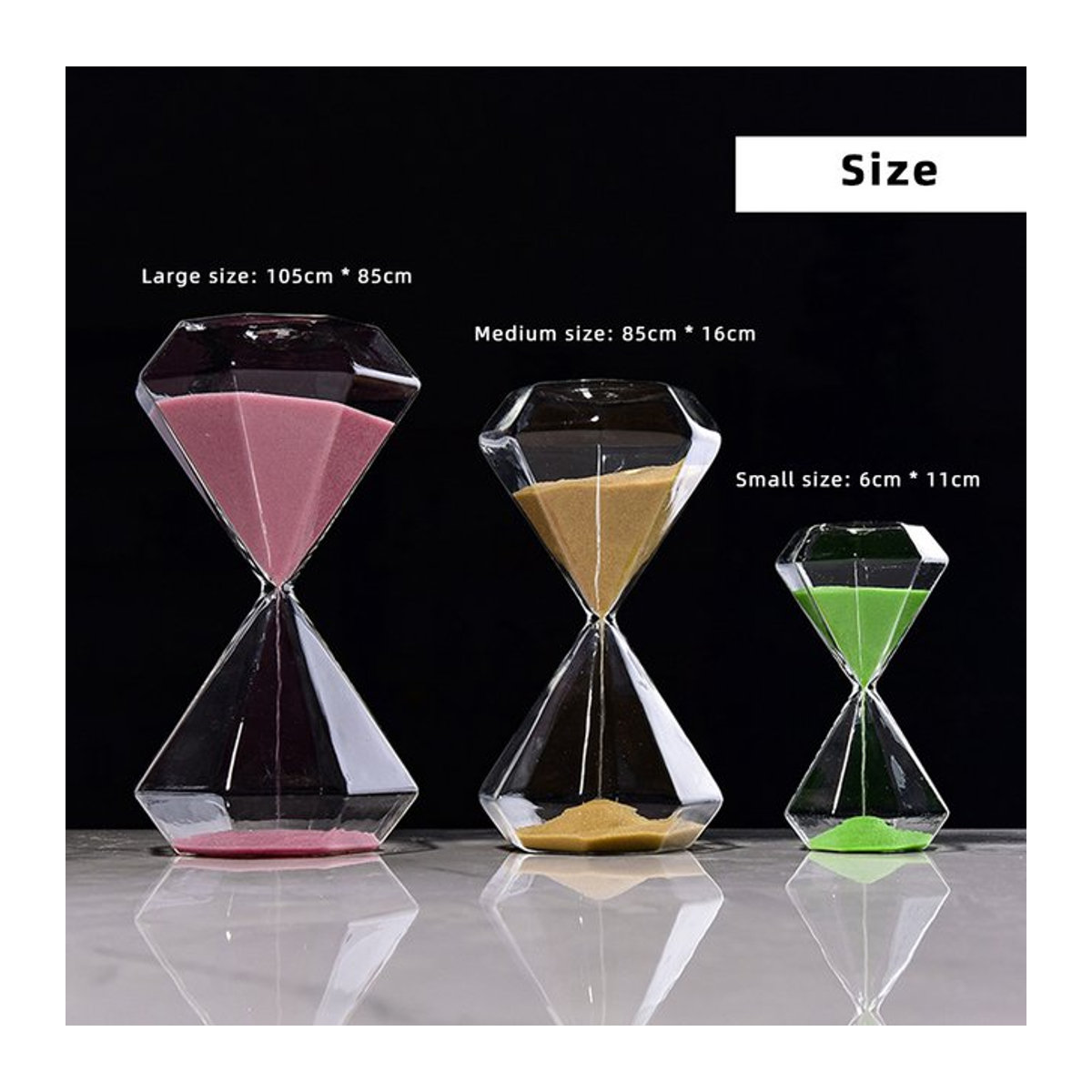 Jewatchyer Sanduhr aus Glas als kreative Schreibtischdekoration in Grün oder Mehrfarbig mit 5, 15 oder 30 Minuten Timer - Bild 1