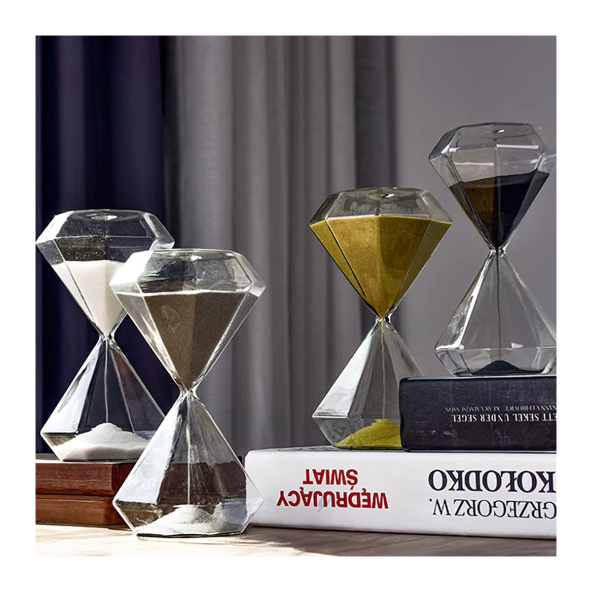 Jewatchyer Sanduhr aus Glas als kreative Schreibtischdekoration in Grün oder Mehrfarbig mit 5, 15 oder 30 Minuten Timer - Bild 2