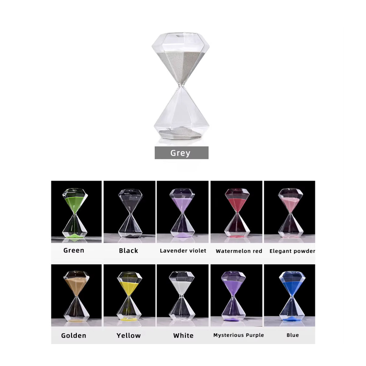 Jewatchyer Sanduhr aus Glas als kreative Schreibtischdekoration in Grün oder Mehrfarbig mit 5, 15 oder 30 Minuten Timer - Bild 4