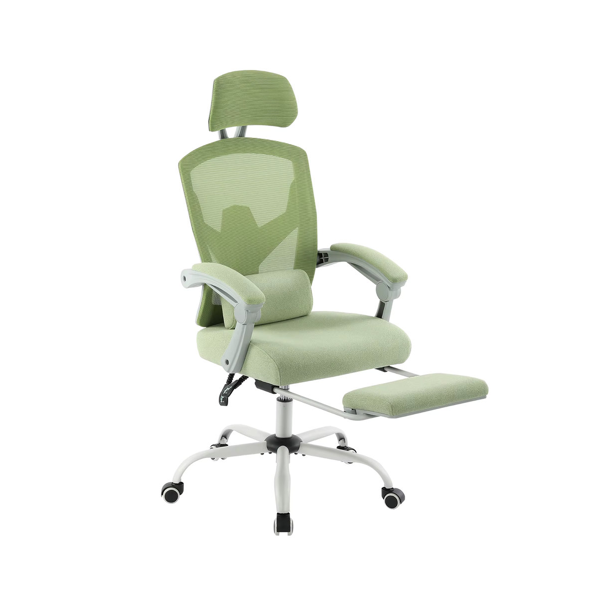 JHK Ergonomischer Gaming-Stuhl aus Mesh mit hoher Rückenlehne und Lendenwirbelstütze, verstellbar und drehbar, Schwarz-Grün - Bild 7