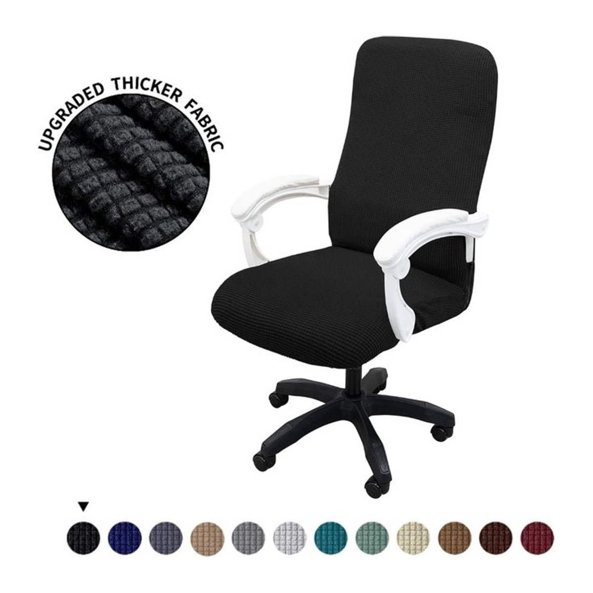 JHWarmo Jacquard Bürostuhlbezug dehnbar und staubdicht in Grau oder Schwarz - Bild 1