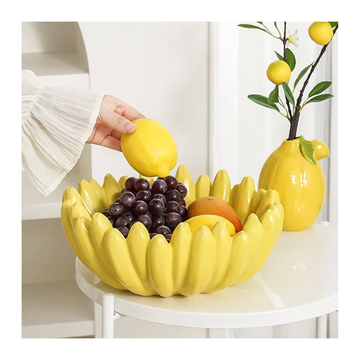 Jiahomily Bananenform Aufbewahrungstablett aus Keramik in Gelb - Bild 1