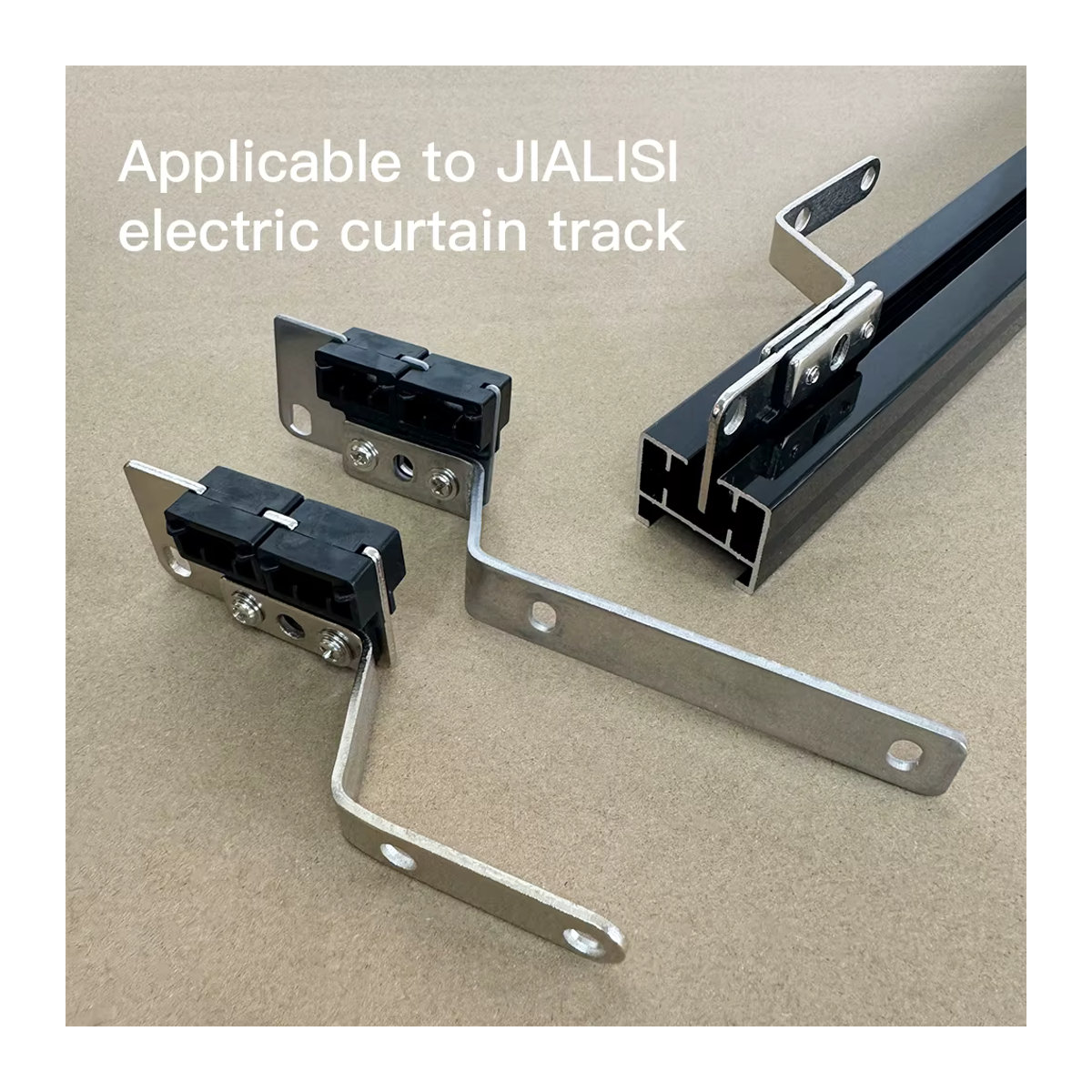 JIALISI Master-Träger für motorisierte Vorhangschienen, 2 Stück, Schwarz, Metall, passend für 11,5 mm Riemen - Bild 2