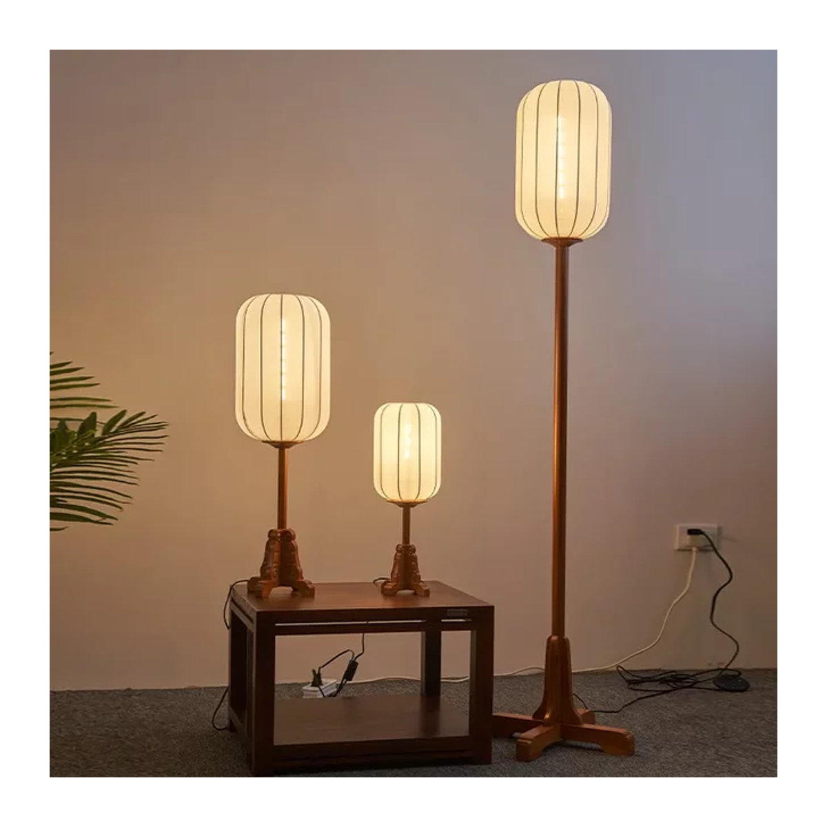 JIANKEXING Bodenlampe im chinesischen Vintage-Stil aus Massivholz für Wohnzimmer und Schlafzimmer - Bild 1