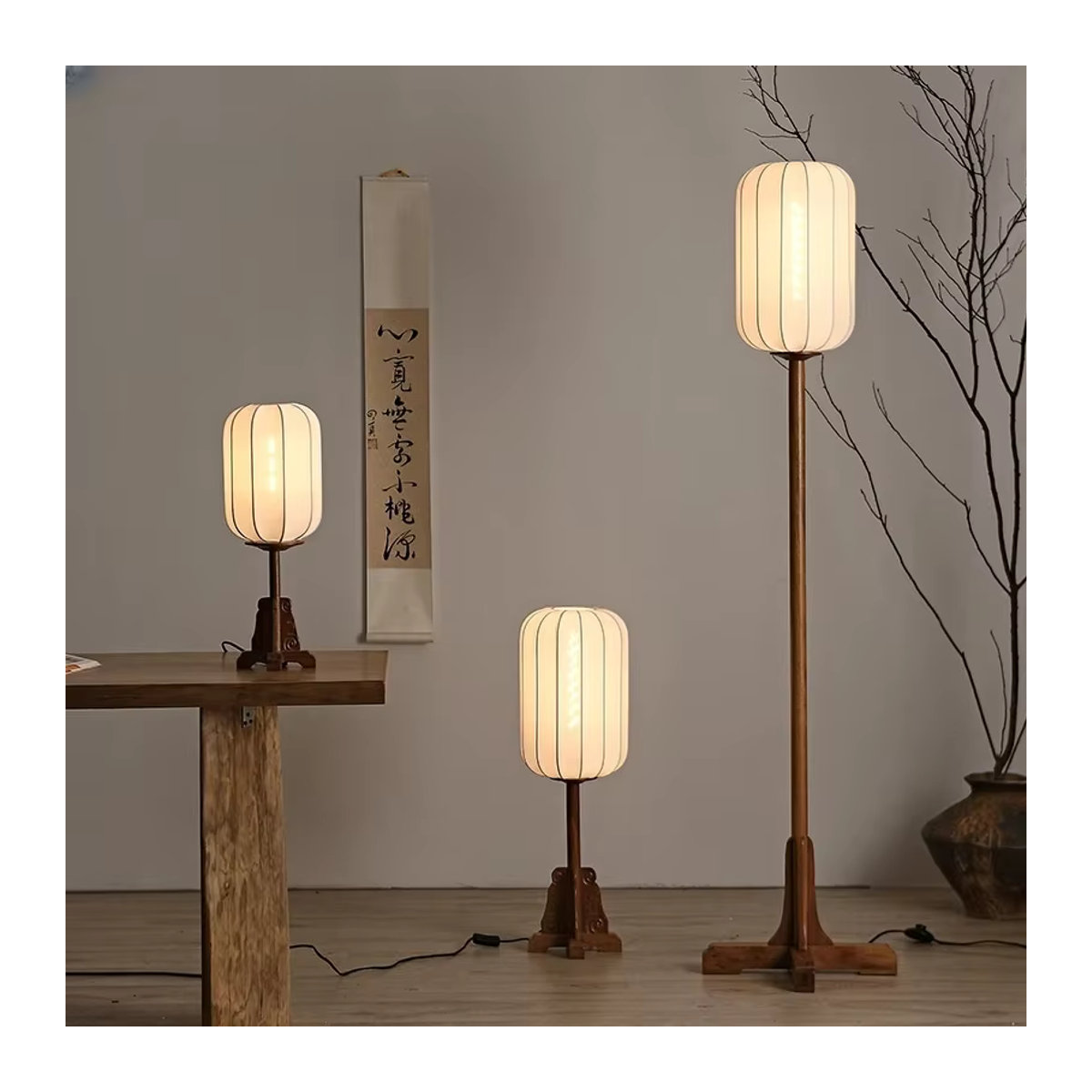 JIANKEXING Bodenlampe im chinesischen Vintage-Stil aus Massivholz für Wohnzimmer und Schlafzimmer - Bild 5