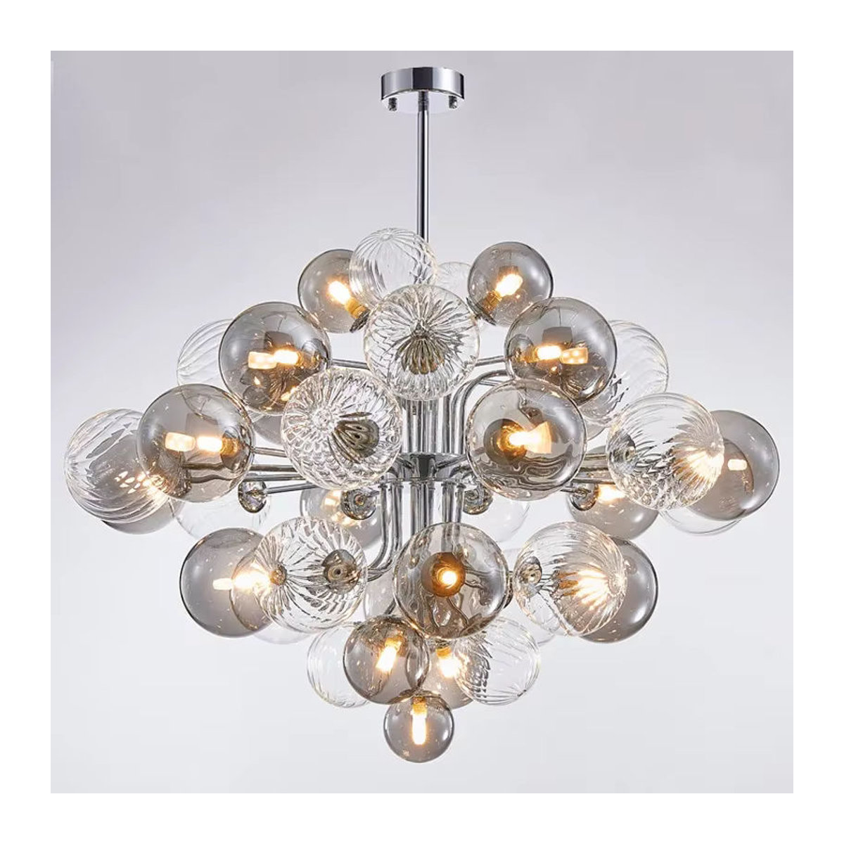 JIANKEXING Glas-Bubble-Ball-Kronleuchter in Rauchgrau im skandinavischen Design für Wohnzimmer und Esszimmer - Bild 2