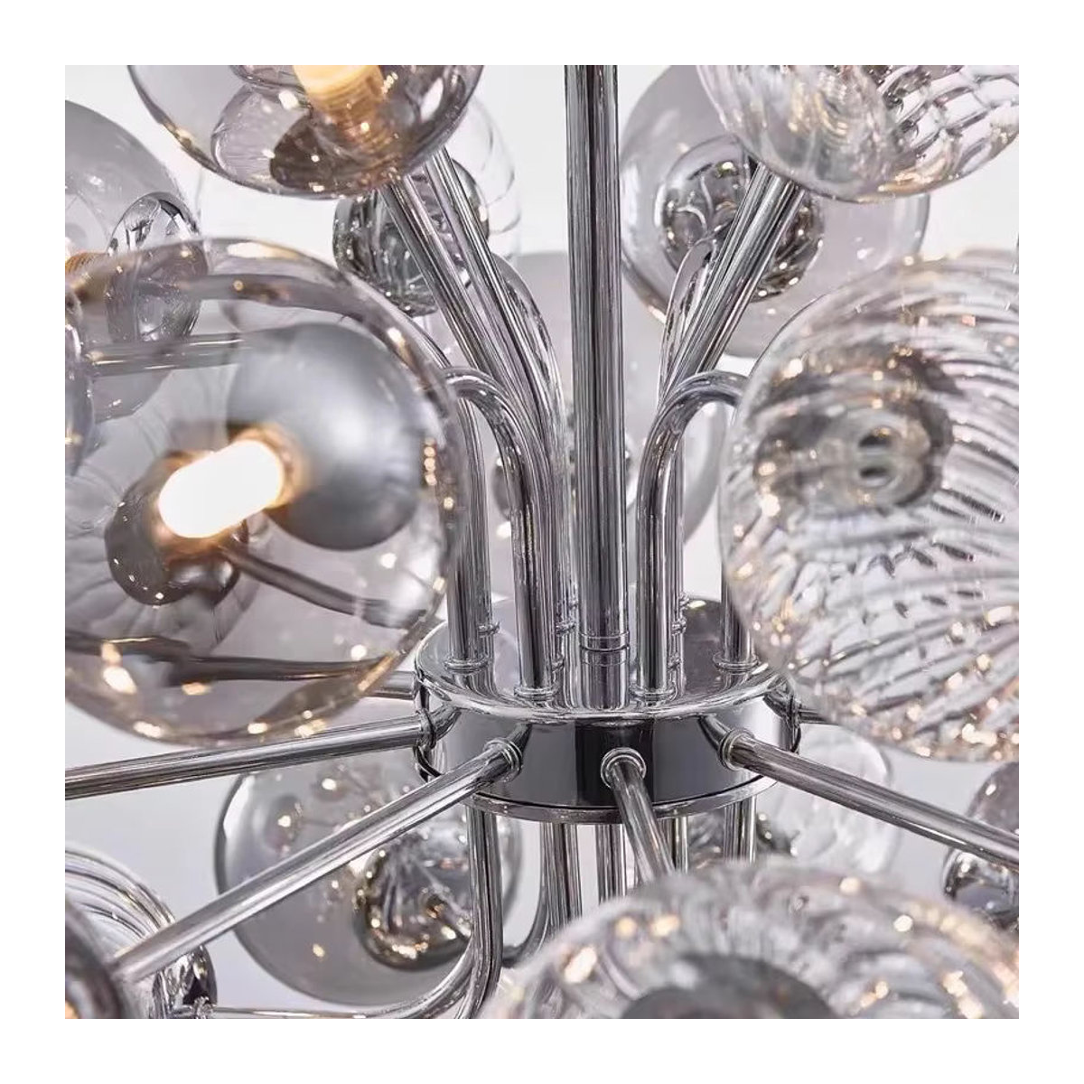 JIANKEXING Glas-Bubble-Ball-Kronleuchter in Rauchgrau im skandinavischen Design für Wohnzimmer und Esszimmer - Bild 6