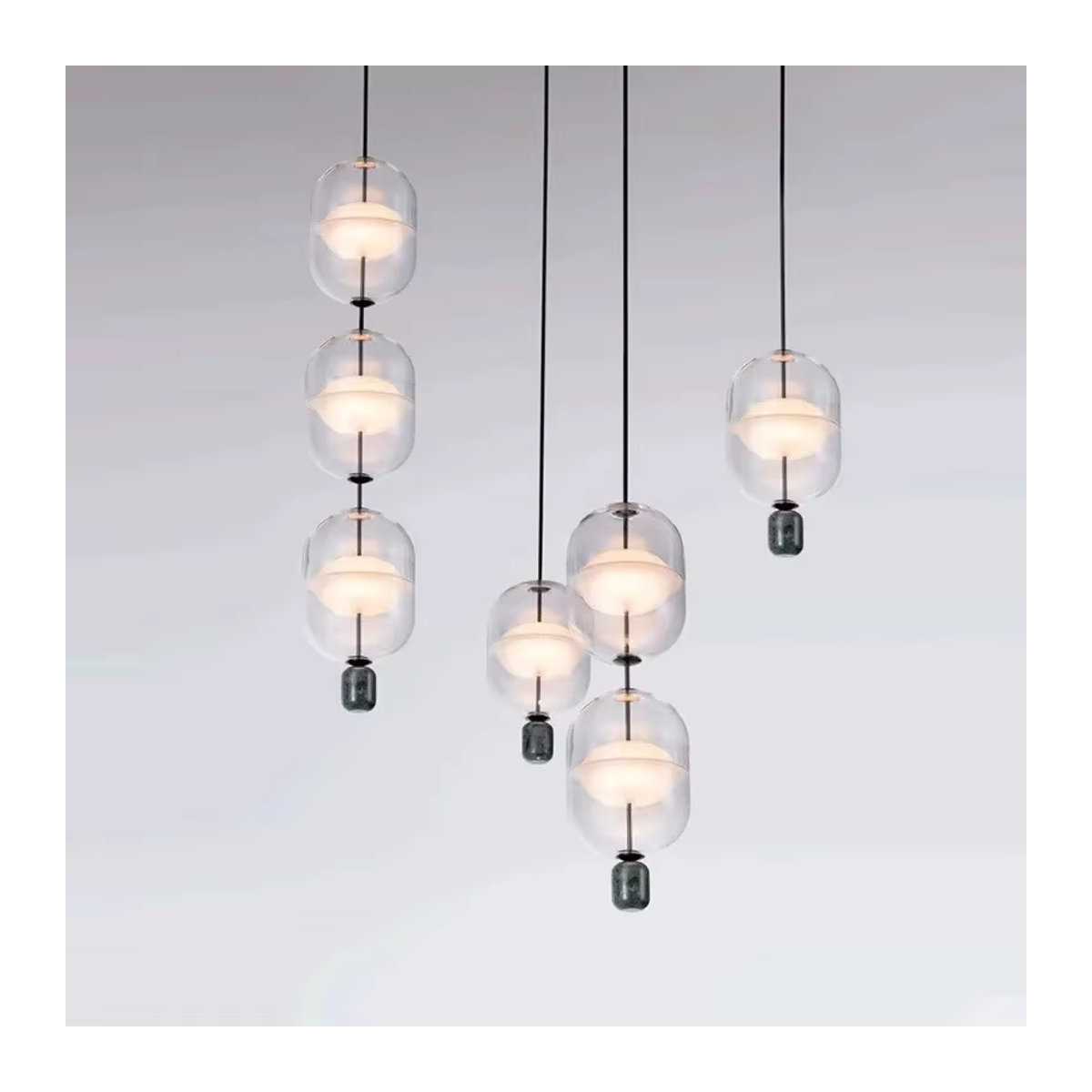 JIANKEXING Glas Kronleuchter Modern Minimalistisch in Grau - Bild 2