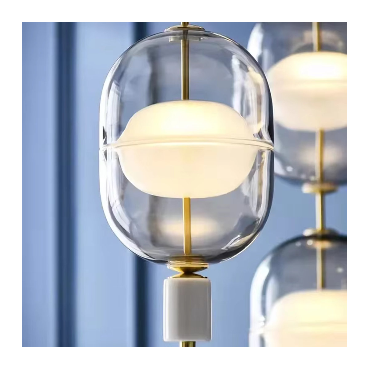 JIANKEXING Glas Kronleuchter Modern Minimalistisch in Grau - Bild 4