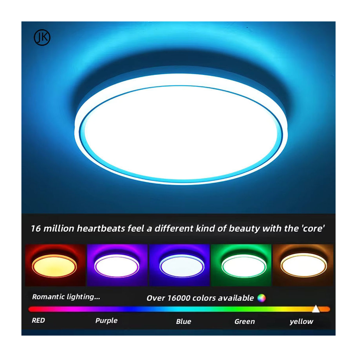 JIANKEXING Intelligente LED Deckenleuchte kreisförmig mit RGBW, WLAN und Bluetooth, dimmbar, Bunt, Modern - Bild 2