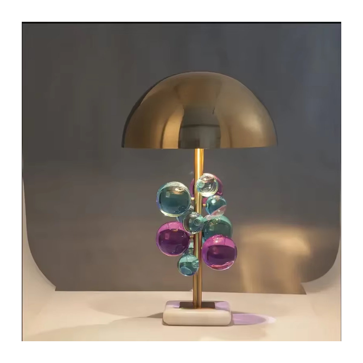 JIANKEXING Kristall Tischlampe Bunt mit Marmor-Design und warmweißem Licht für Schlafzimmer und Arbeitszimmer - Bild 2