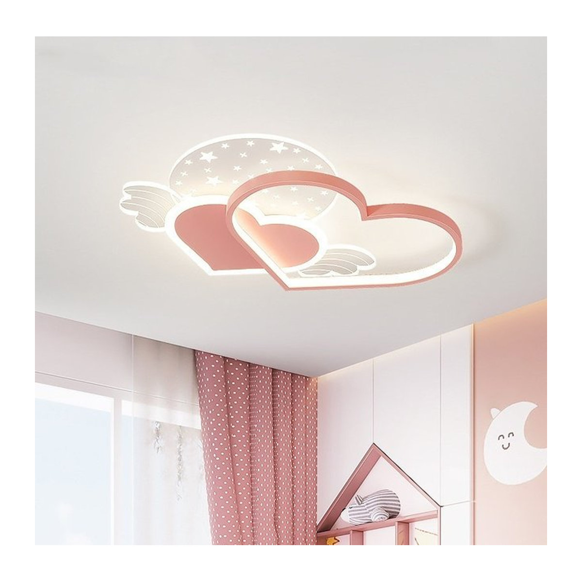JIANKEXING Kronleuchter mit Liebesflügeln in Rosa für Kinderzimmer und Wohnzimmer, warmweißes Licht - Bild 1