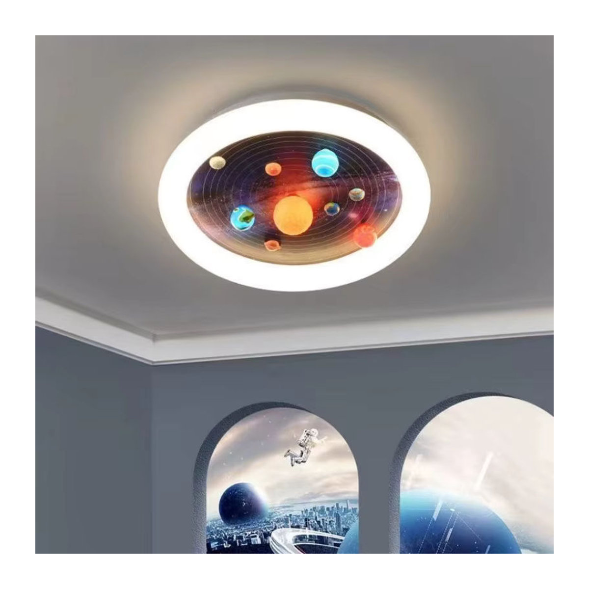 JIANKEXING LED Kinder Deckenleuchte Cartoon Sternenhimmel Kronleuchter in Bunt - Bild 3