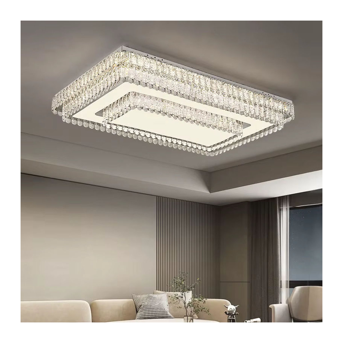 JIANKEXING LED Kristall Deckenleuchte in Silber mit Glas für Wohnzimmer und Schlafzimmer im modernen minimalistischen Design - Bild 1