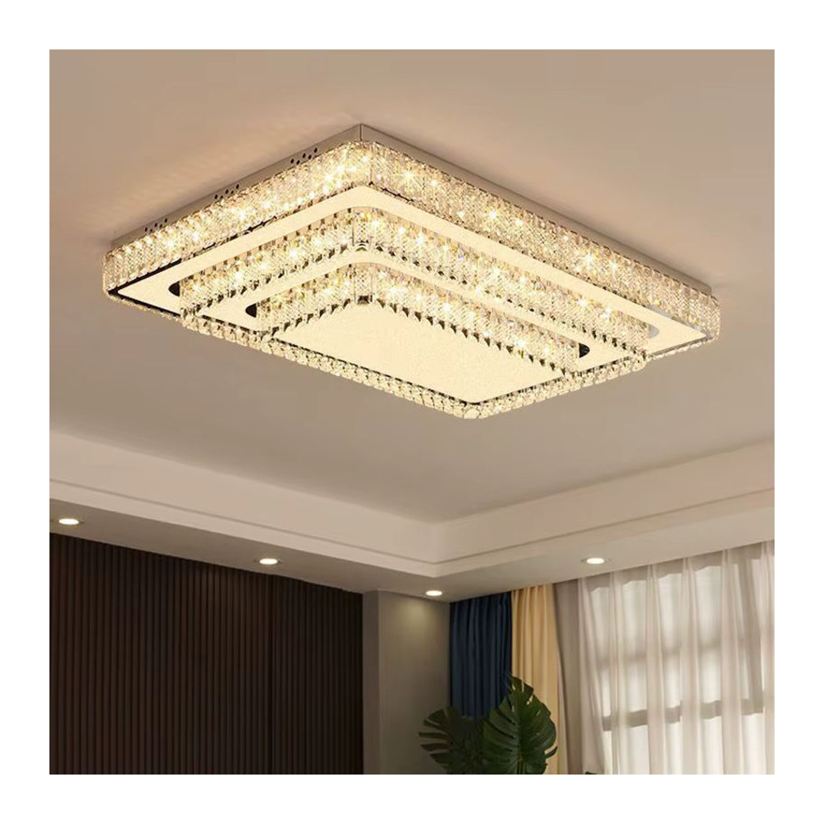 JIANKEXING LED Kristall Deckenleuchte in Silber mit Glas für Wohnzimmer und Schlafzimmer im modernen minimalistischen Design - Bild 2