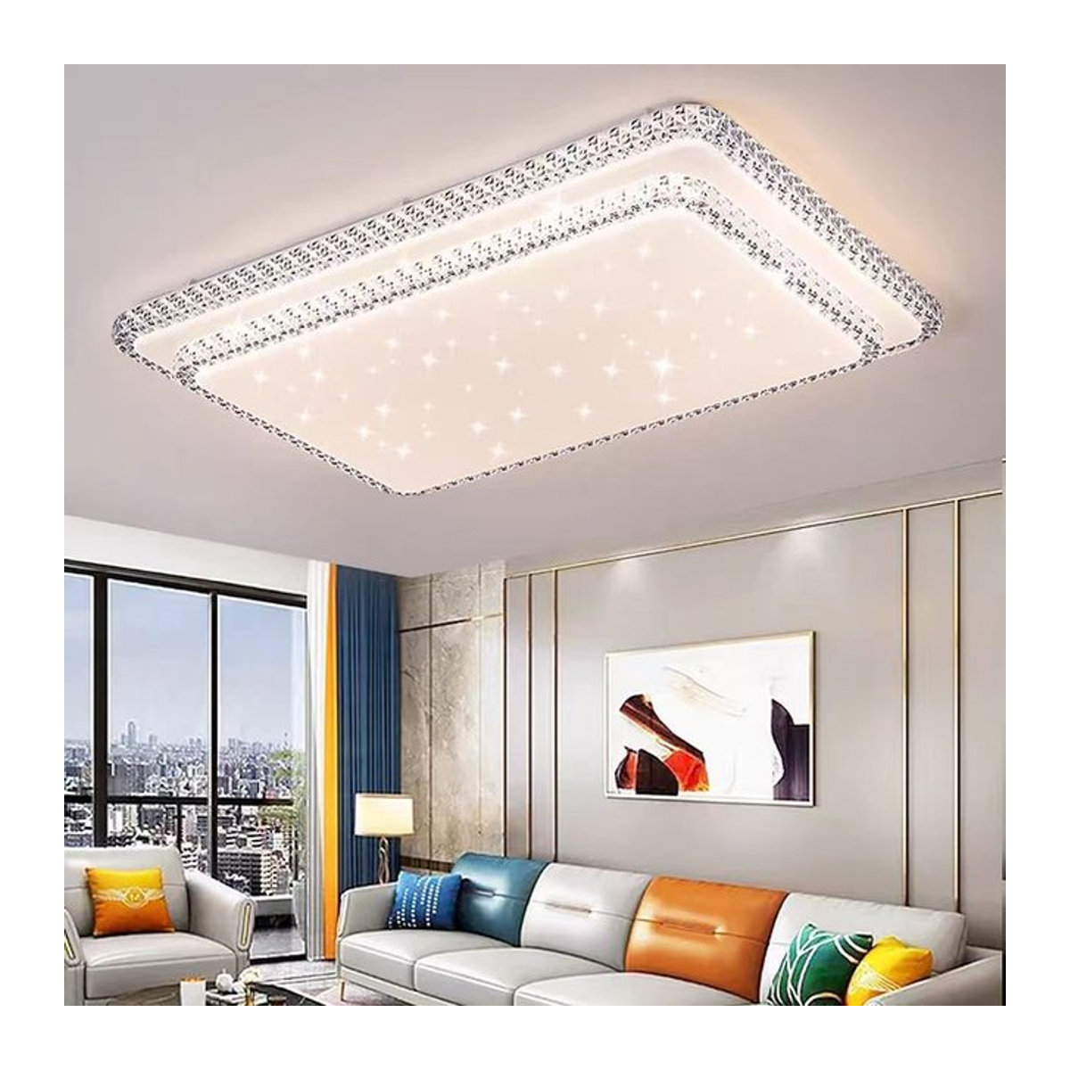 JIANKEXING LED-Kristall-Deckenleuchte in Weiß, modernes und minimalistisches Design für Wohnzimmer und Schlafzimmer - Bild 1