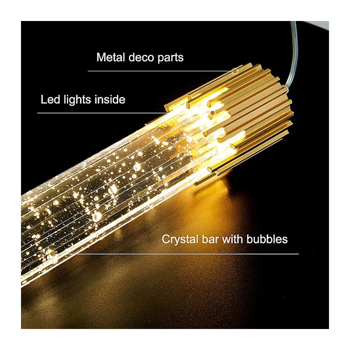 JIANKEXING LED Kristall Kronleuchter im skandinavischen Design aus Glas in Schwarz - Bild 4