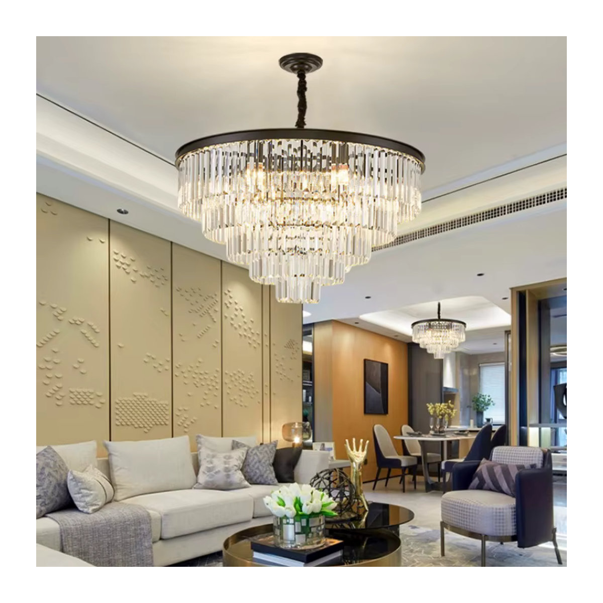 JIANKEXING LED Kristall Kronleuchter Modern in Chrom und Glas für Esszimmer, Schlafzimmer oder Hotel - Bild 4
