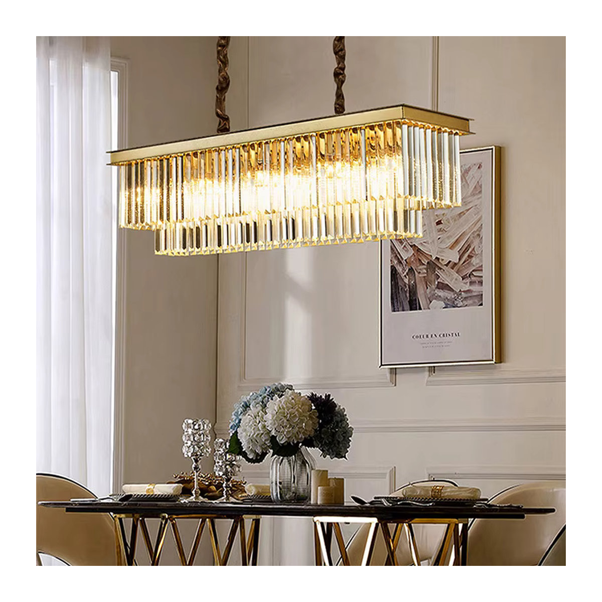JIANKEXING LED Kristall Kronleuchter Modern in Chrom und Glas für Esszimmer, Schlafzimmer oder Hotel - Bild 5