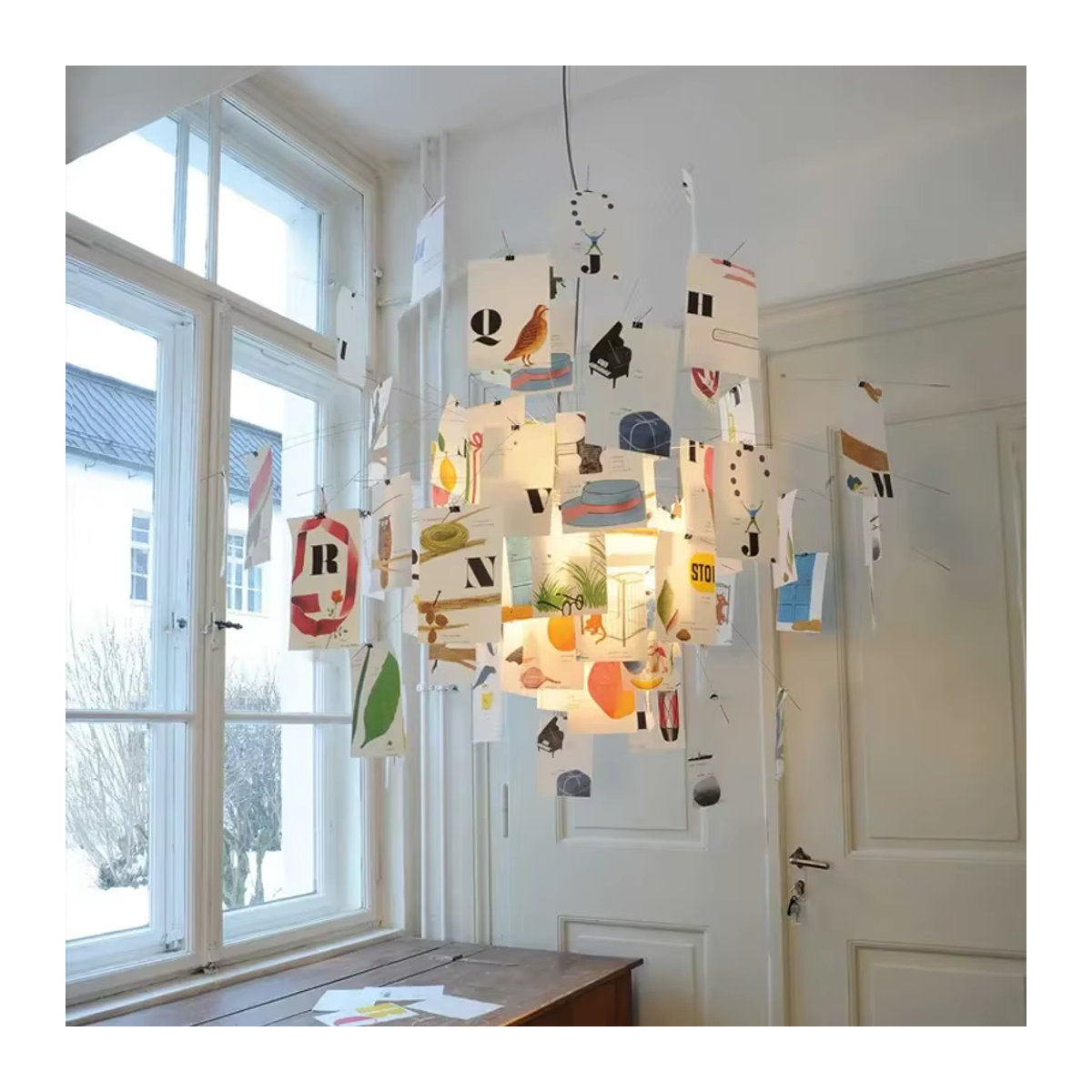 JIANKEXING LED Kronleuchter im französischen Stil aus buntem Papier für Wohnzimmer und Schlafzimmer - Bild 2
