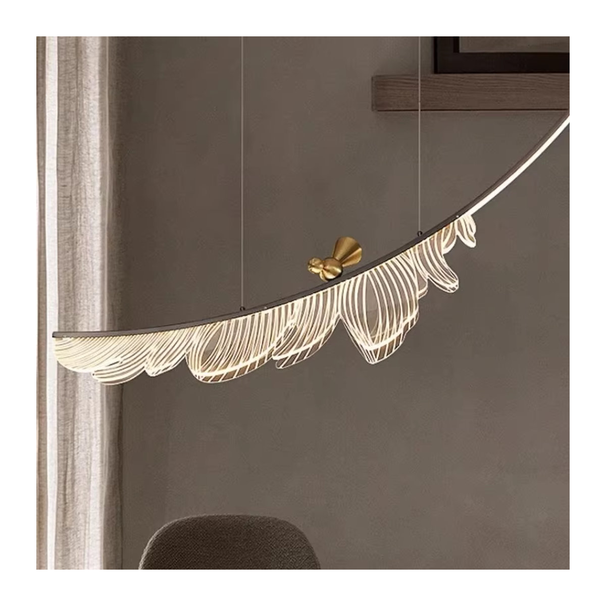 JIANKEXING LED Kronleuchter in Weiß mit modernem Feder-Vogel-Design aus Acryl als kreative Kunst-Dekoration für Wohnzimmer, Restaurant oder Hotel Lobby - Bild 3