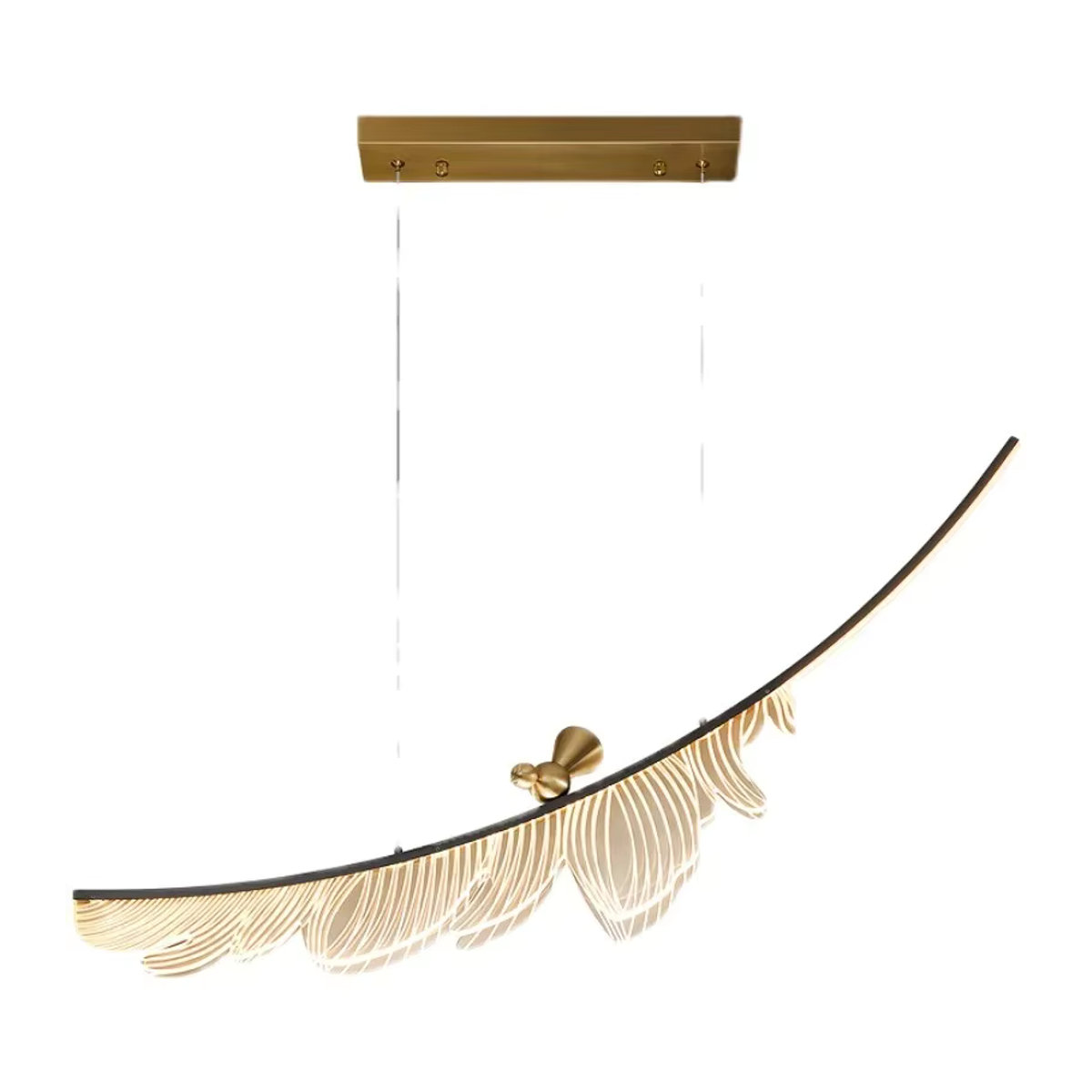 JIANKEXING LED Kronleuchter in Weiß mit modernem Feder-Vogel-Design aus Acryl als kreative Kunst-Dekoration für Wohnzimmer, Restaurant oder Hotel Lobby - Bild 5
