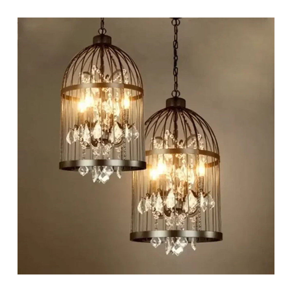 JIANKEXING LED-Pendelleuchte im amerikanischen Retro-Stil aus Metall und Glas in Schwarz - Bild 1