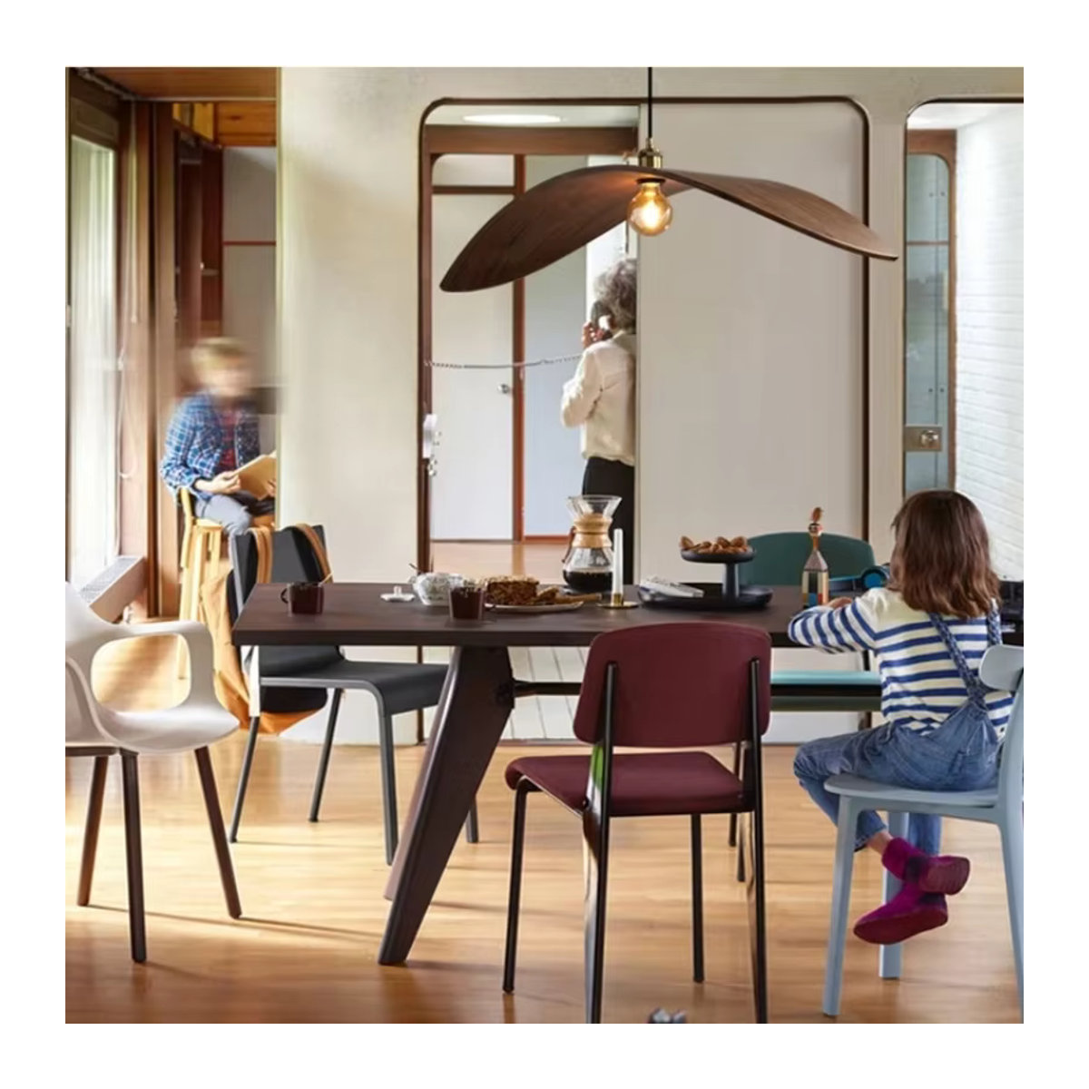 JIANKEXING LED-Pendelleuchte in Walnuss im modernen minimalistischen Retro-Design - Bild 4