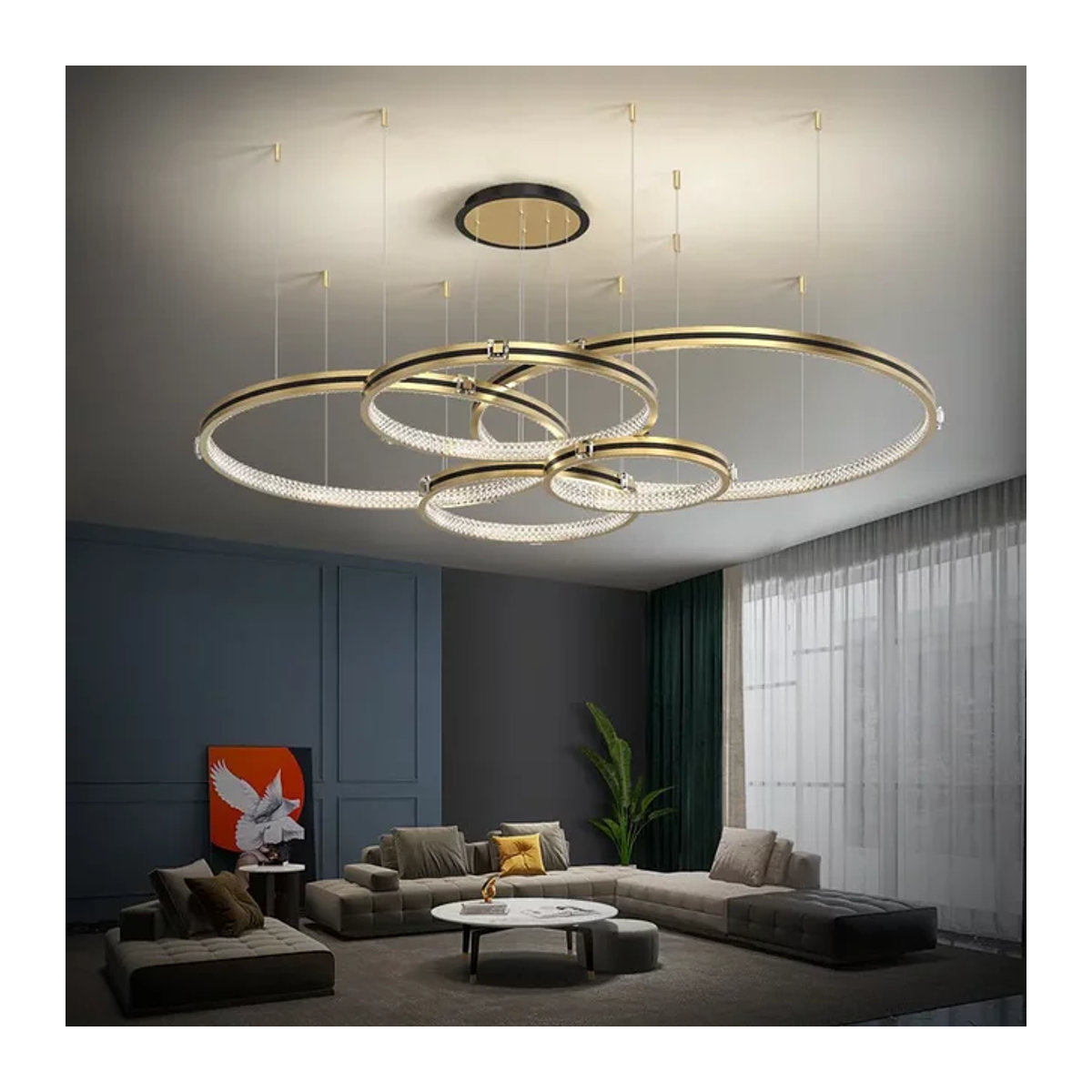 JIANKEXING LED Ring Kronleuchter aus Aluminium für Wohnzimmer und Loft im modernen Design - Bild 1