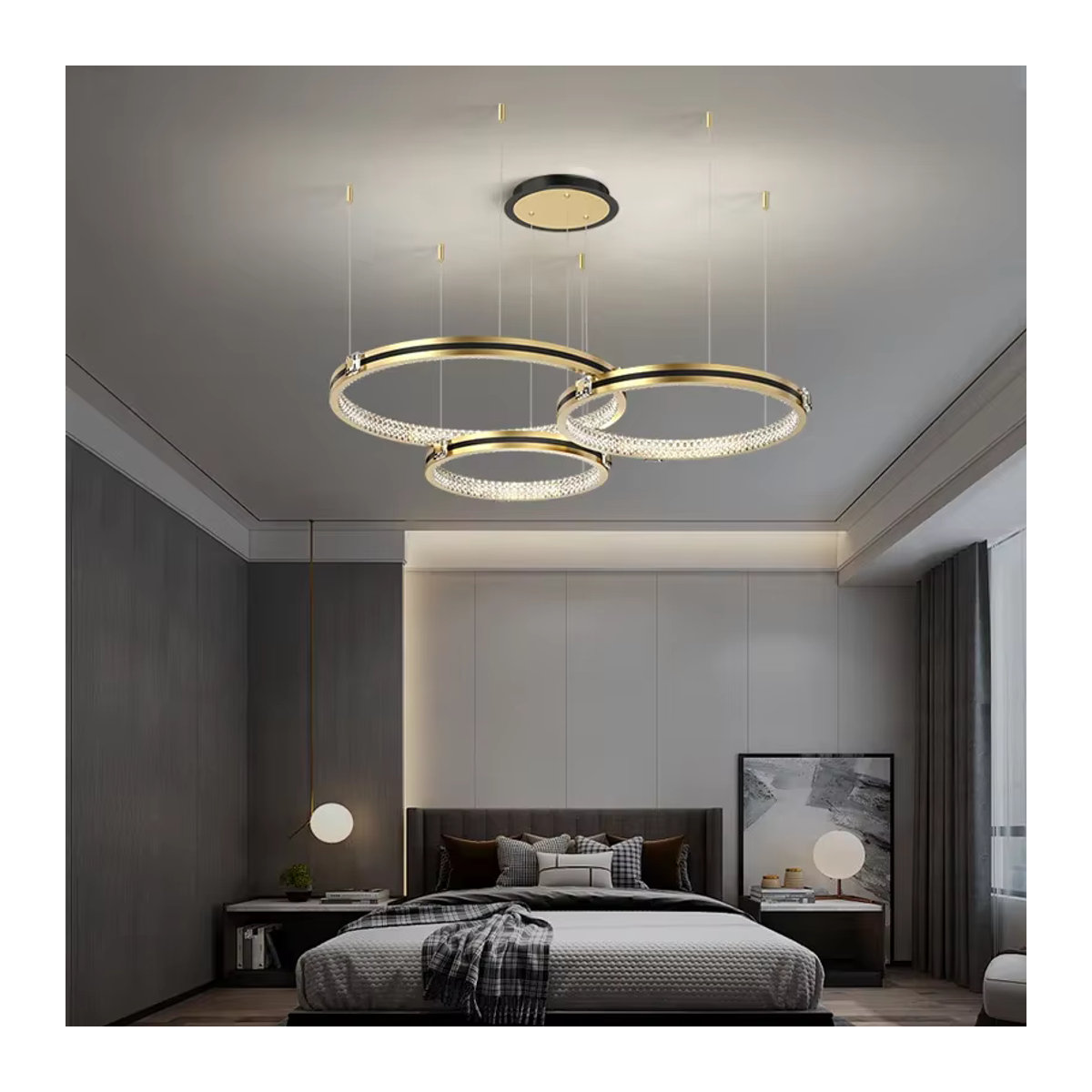 JIANKEXING LED Ring Kronleuchter aus Aluminium für Wohnzimmer und Loft im modernen Design - Bild 2