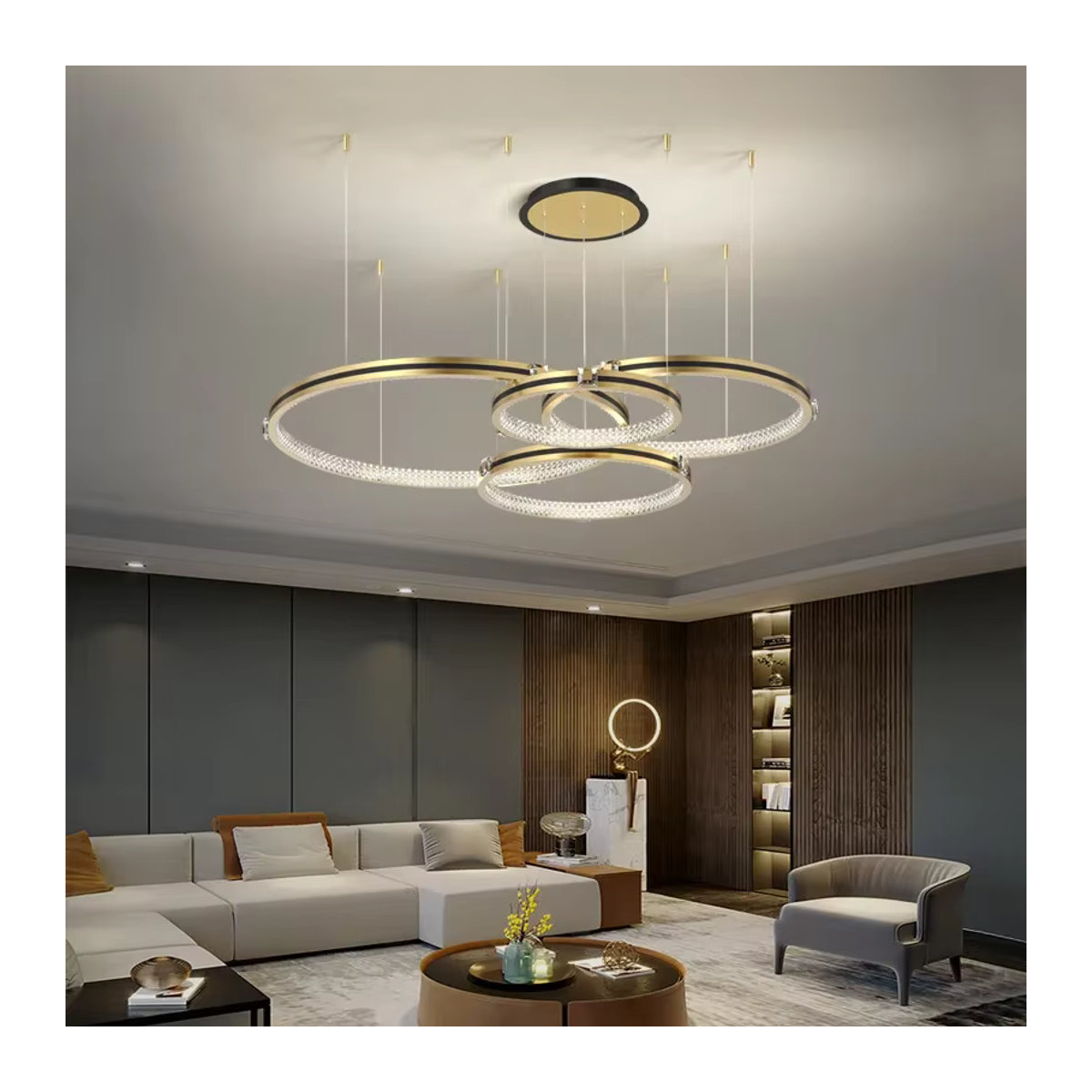 JIANKEXING LED Ring Kronleuchter aus Aluminium für Wohnzimmer und Loft im modernen Design - Bild 3