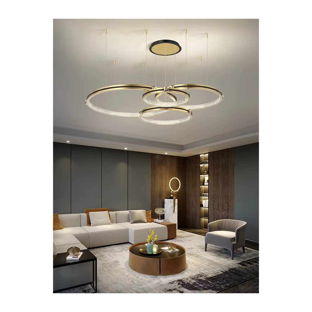 JIANKEXING LED Ring Kronleuchter aus Aluminium für Wohnzimmer und Loft im modernen Design - Bild 5