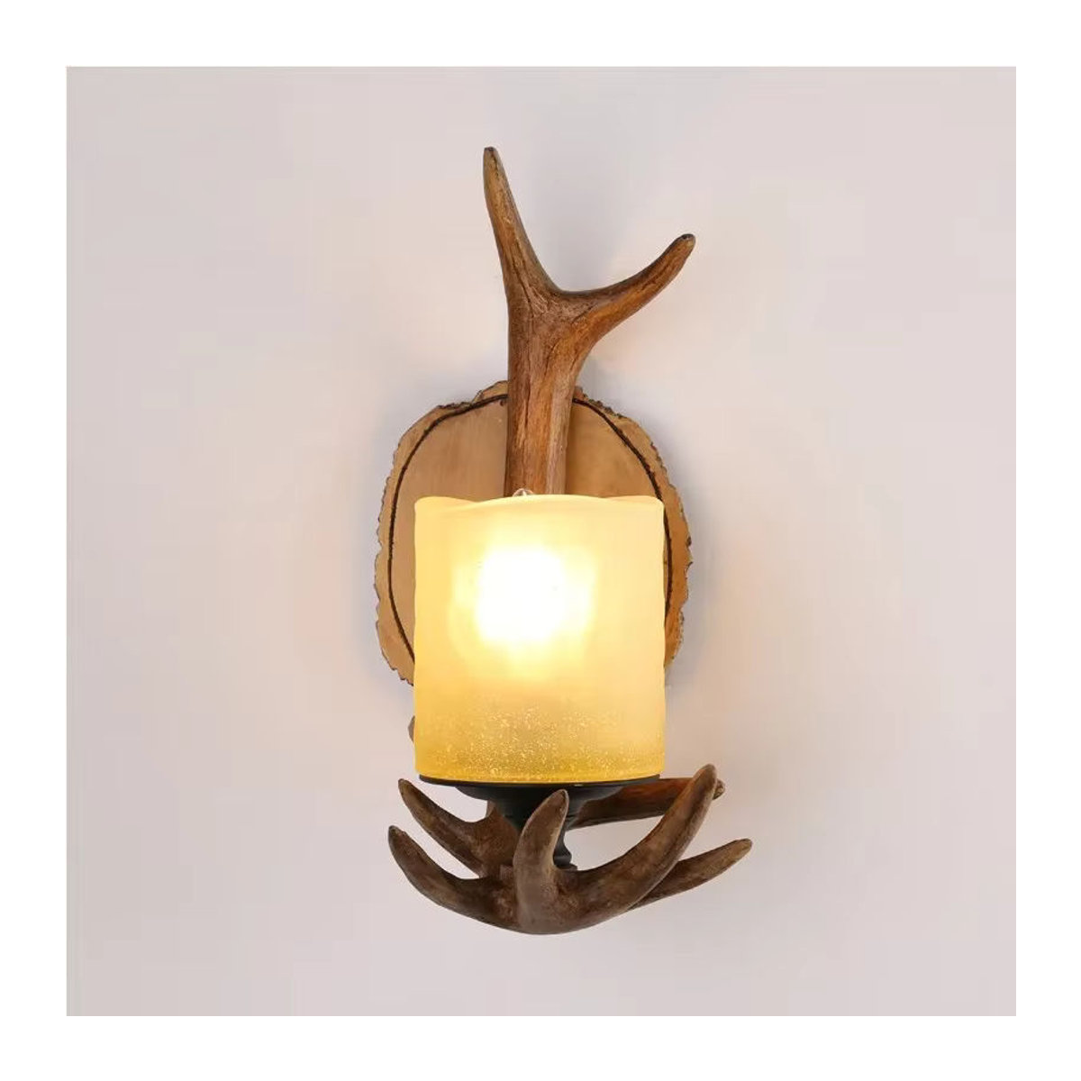 JIANKEXING LED Wandleuchte im amerikanischen Retro-Landhausstil mit Hirschhorn-Design in Braun - Bild 1