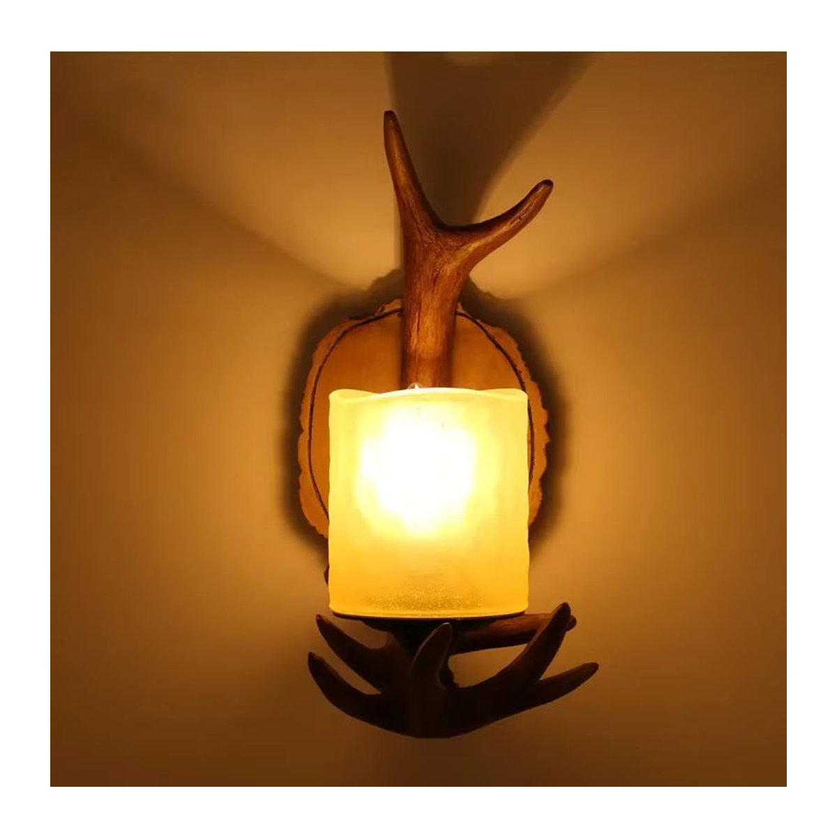 JIANKEXING LED Wandleuchte im amerikanischen Retro-Landhausstil mit Hirschhorn-Design in Braun - Bild 3