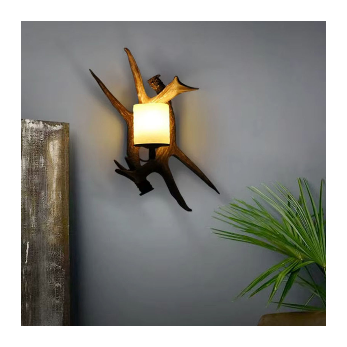 JIANKEXING LED Wandleuchte im amerikanischen Retro-Landhausstil mit Hirschhorn-Design in Braun - Bild 4