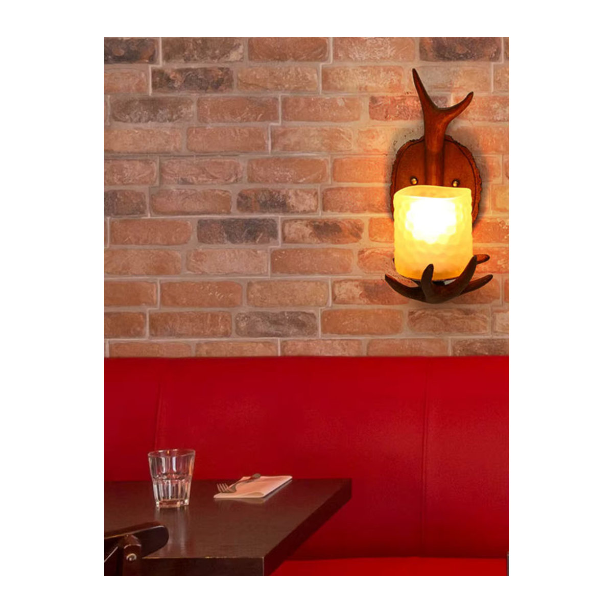 JIANKEXING LED Wandleuchte im amerikanischen Retro-Landhausstil mit Hirschhorn-Design in Braun - Bild 5
