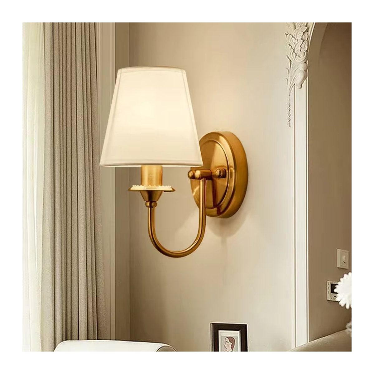 JIANKEXING LED Wandleuchte in Kupfer-Optik mit farbigem Licht im europäischen Stil für Wohnzimmer und Schlafzimmer - Bild 3