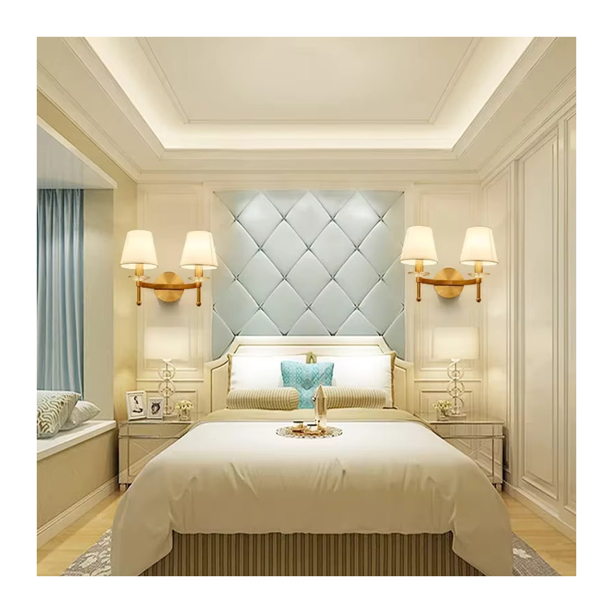 JIANKEXING LED Wandleuchte in Kupfer-Optik mit farbigem Licht im europäischen Stil für Wohnzimmer und Schlafzimmer - Bild 4