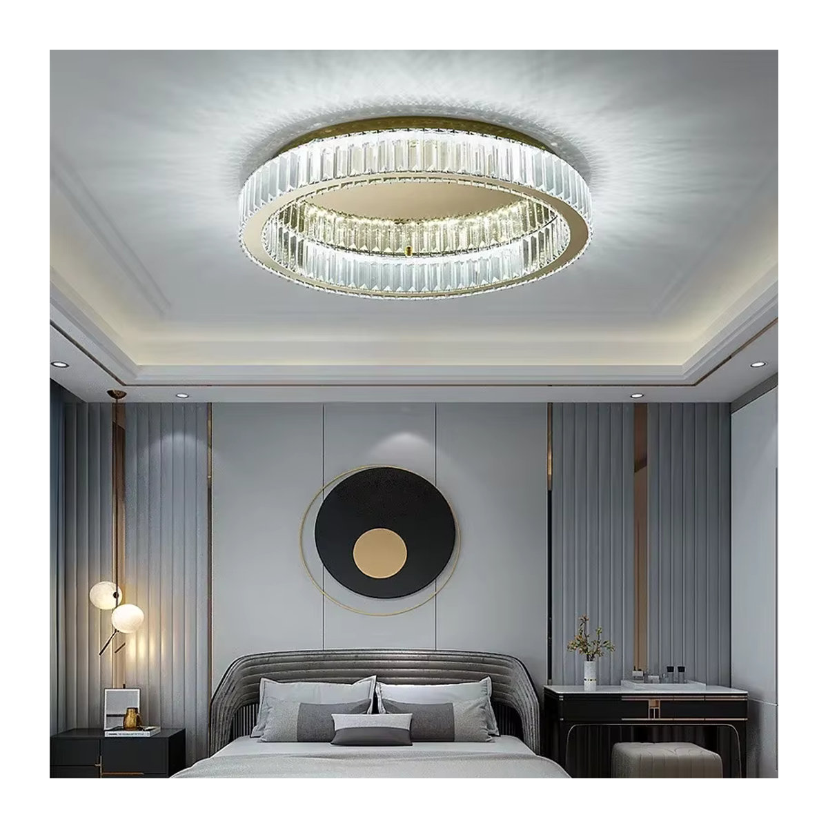 JIANKEXING Luxus Kristall LED Deckenleuchte im modernen italienischen Design als runder Kronleuchter für Wohnzimmer und Schlafzimmer - Bild 2